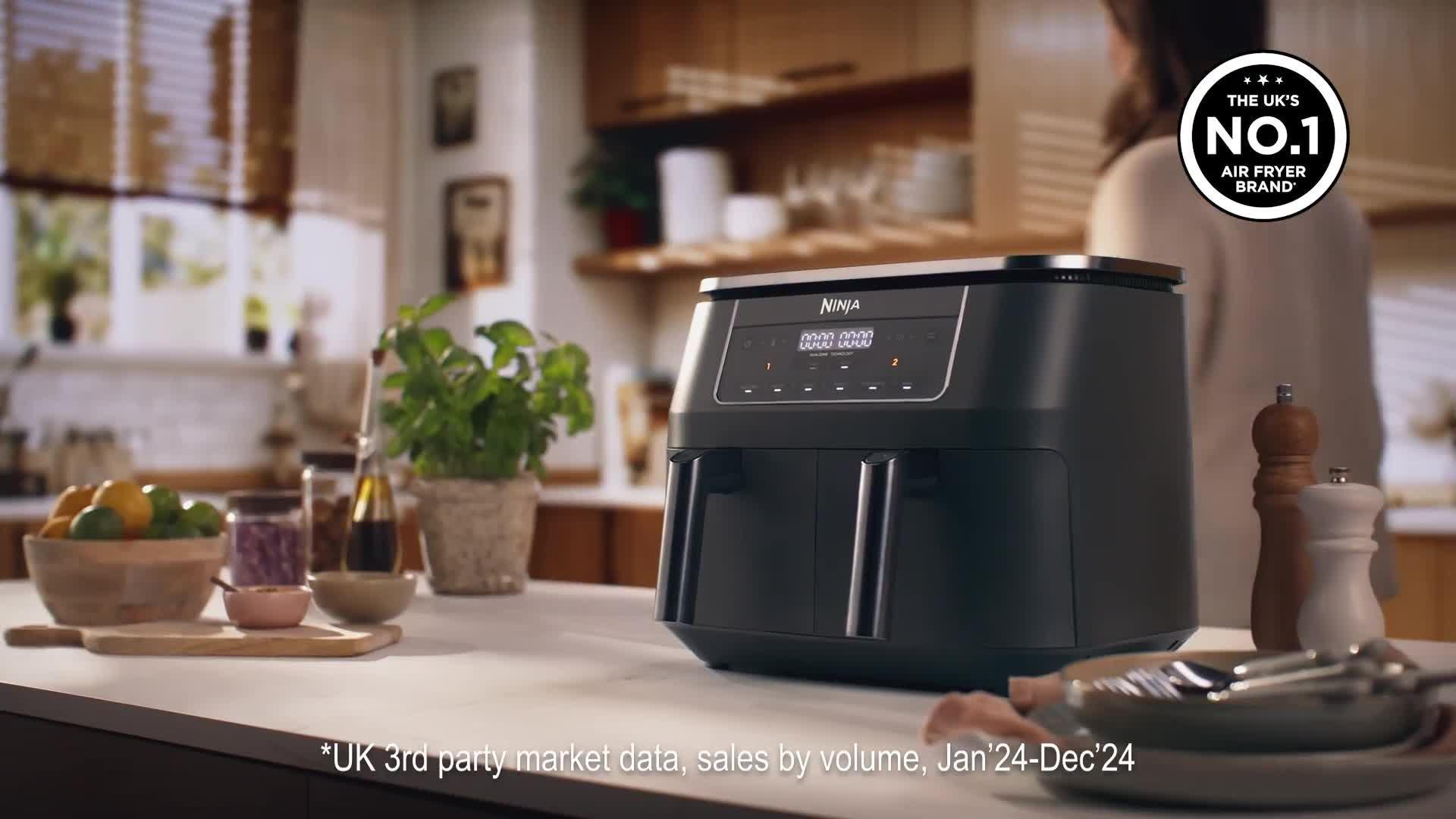 Ninja DZ300UK dual zone air fryer 7.6L grey (British brand)