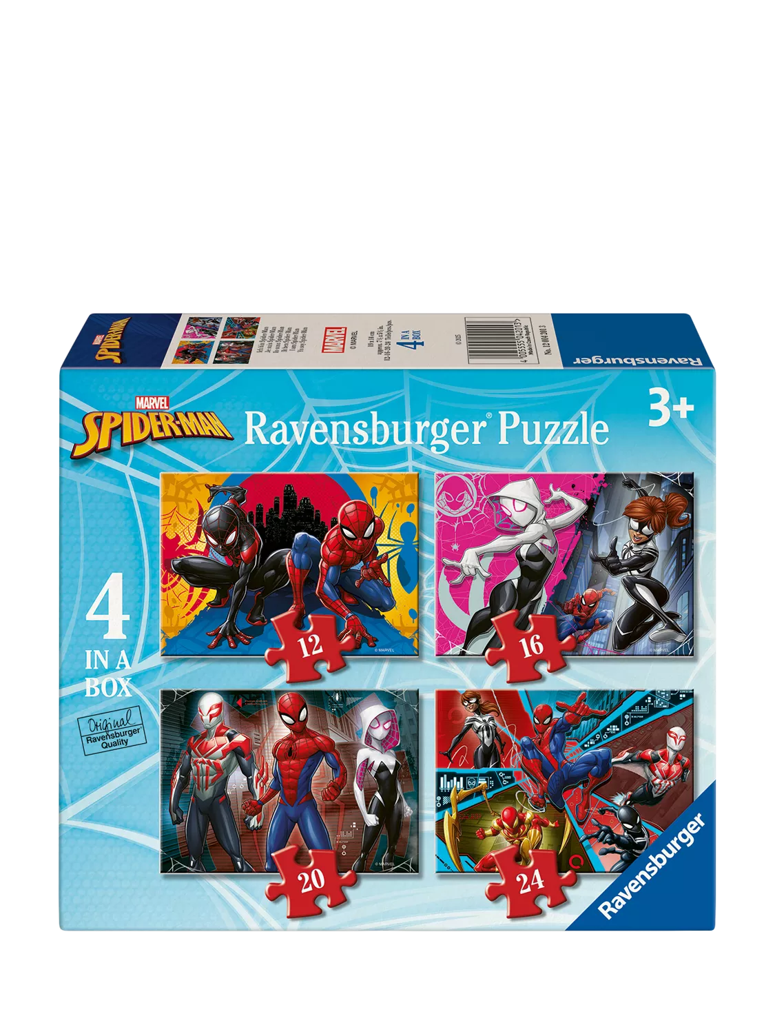 Ravensburger Spiderman 4-in-a-Box puzzle set, imported from the UK