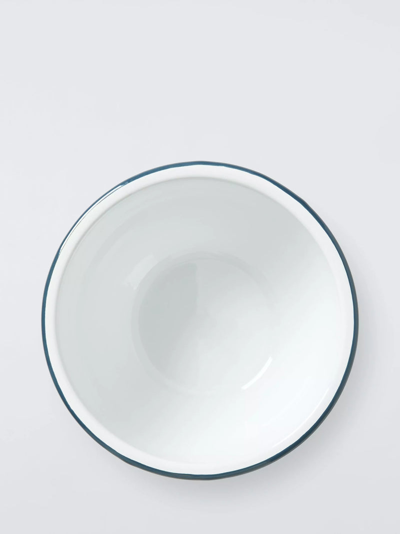 John Lewis enamel mixing bowl white/blue 16cm, imported from the UK