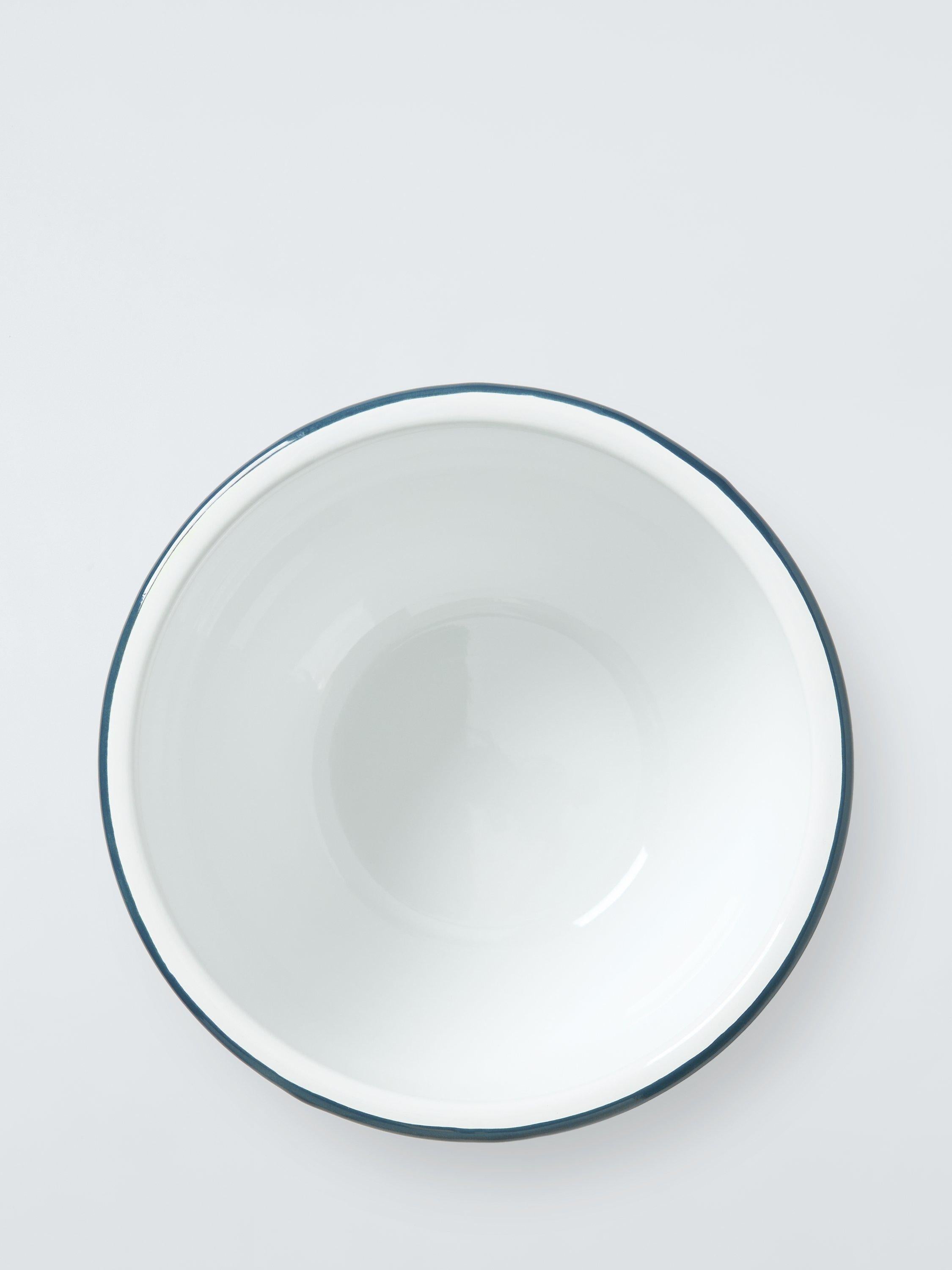 John Lewis enamel mixing bowl white/blue 16cm, imported from the UK