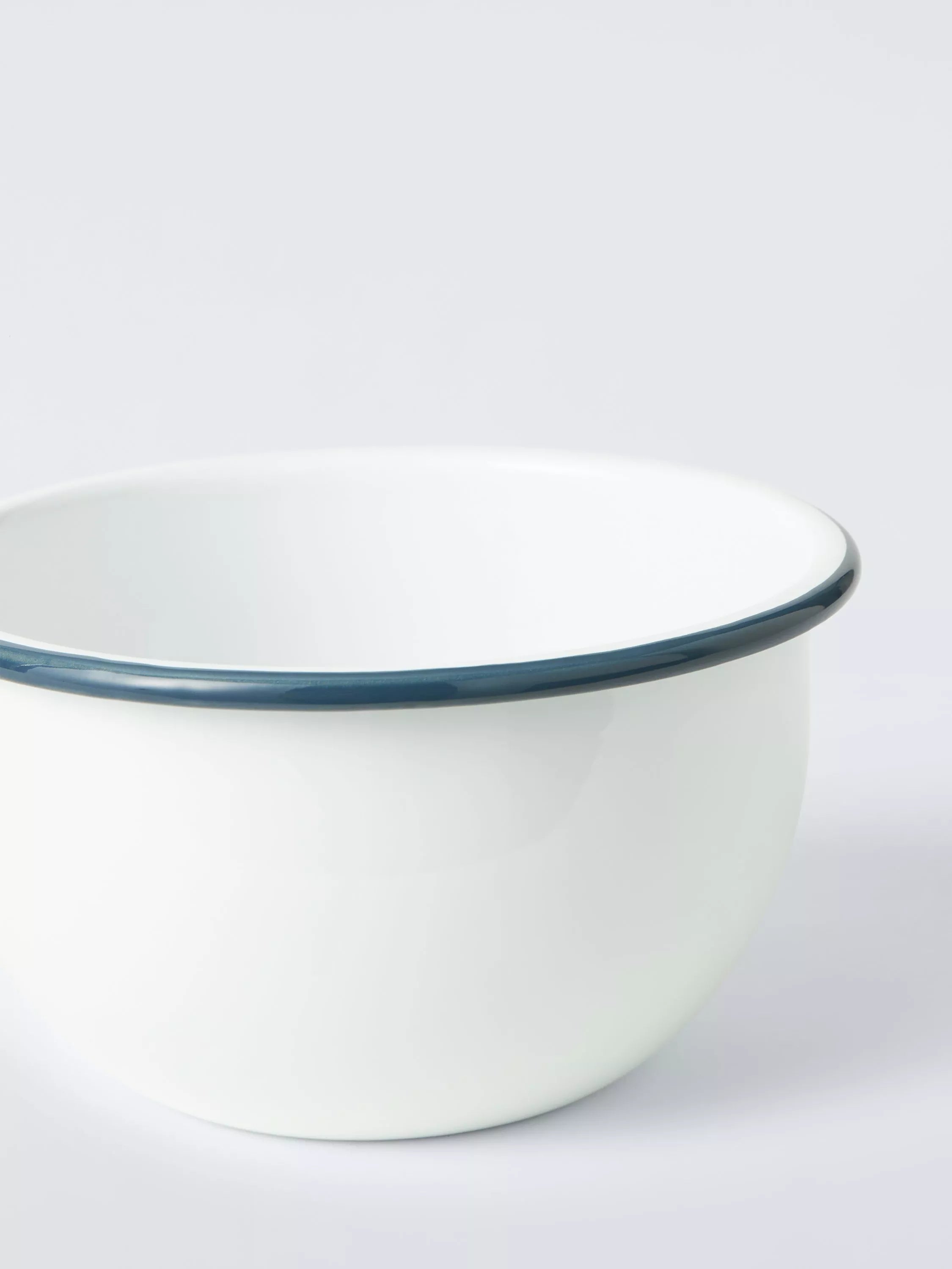 John Lewis enamel mixing bowl white/blue 16cm, imported from the UK