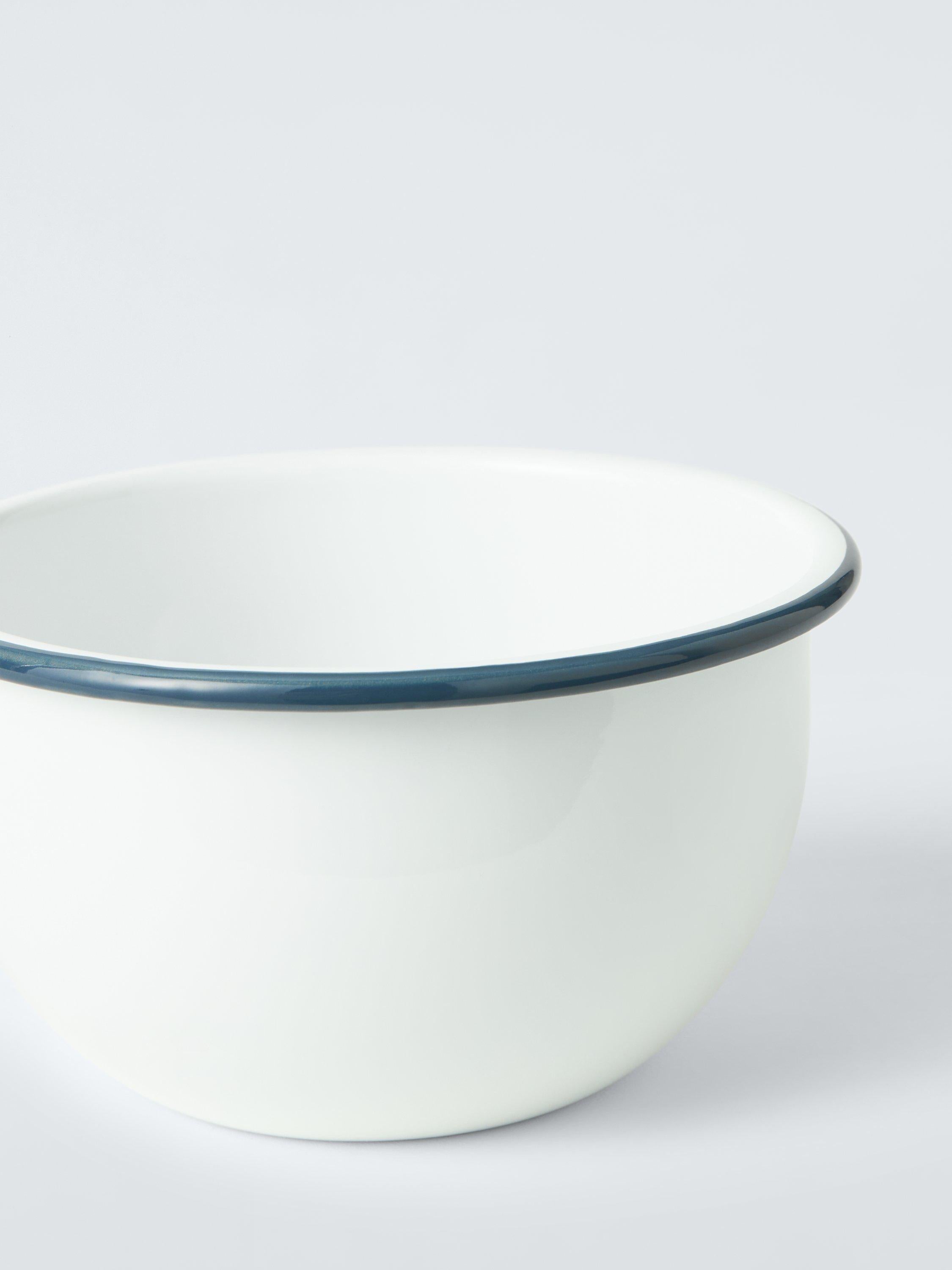 John Lewis enamel mixing bowl white/blue 16cm, imported from the UK