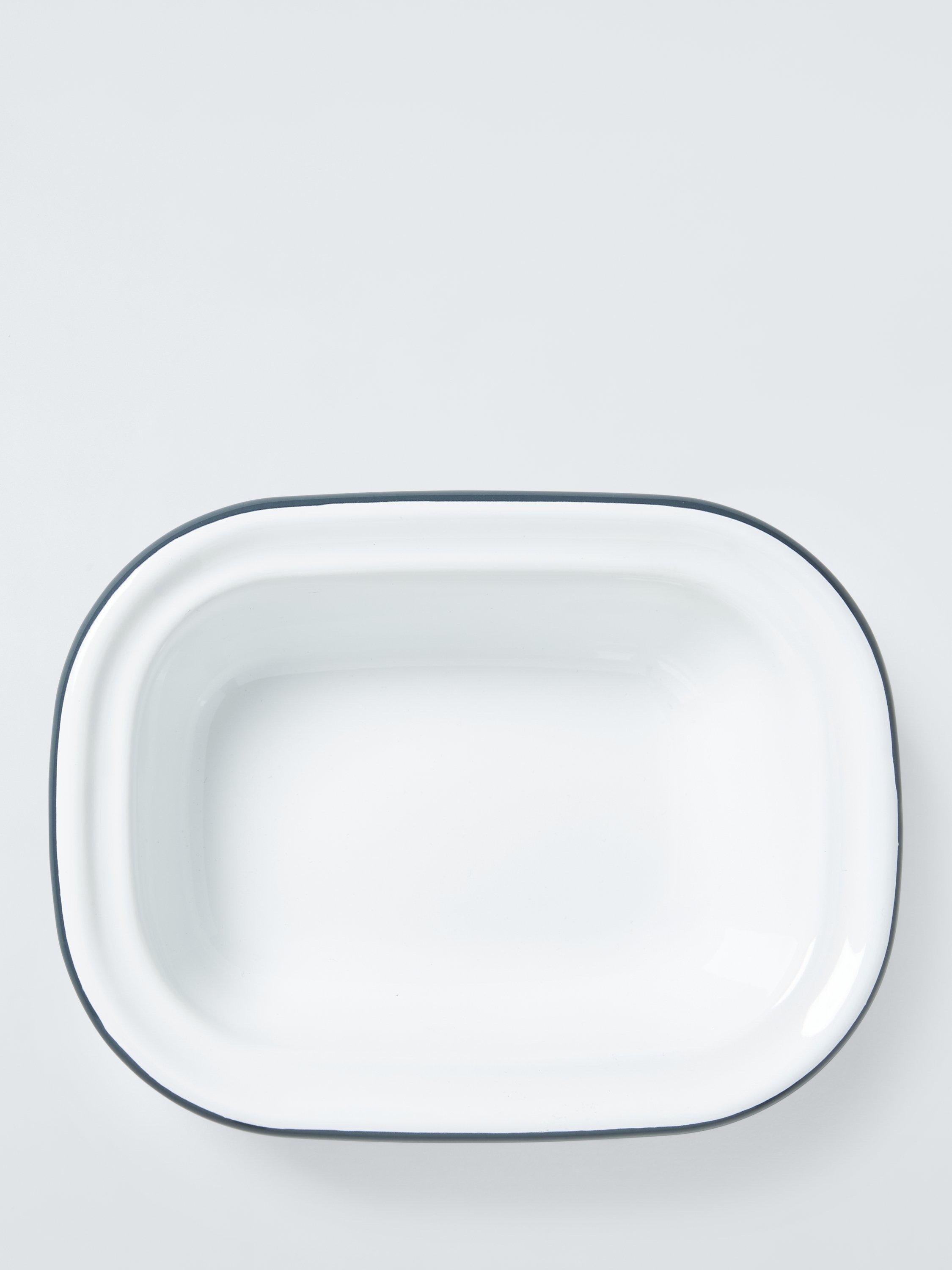 John Lewis enamel pie dish 18cm white blue, UK version