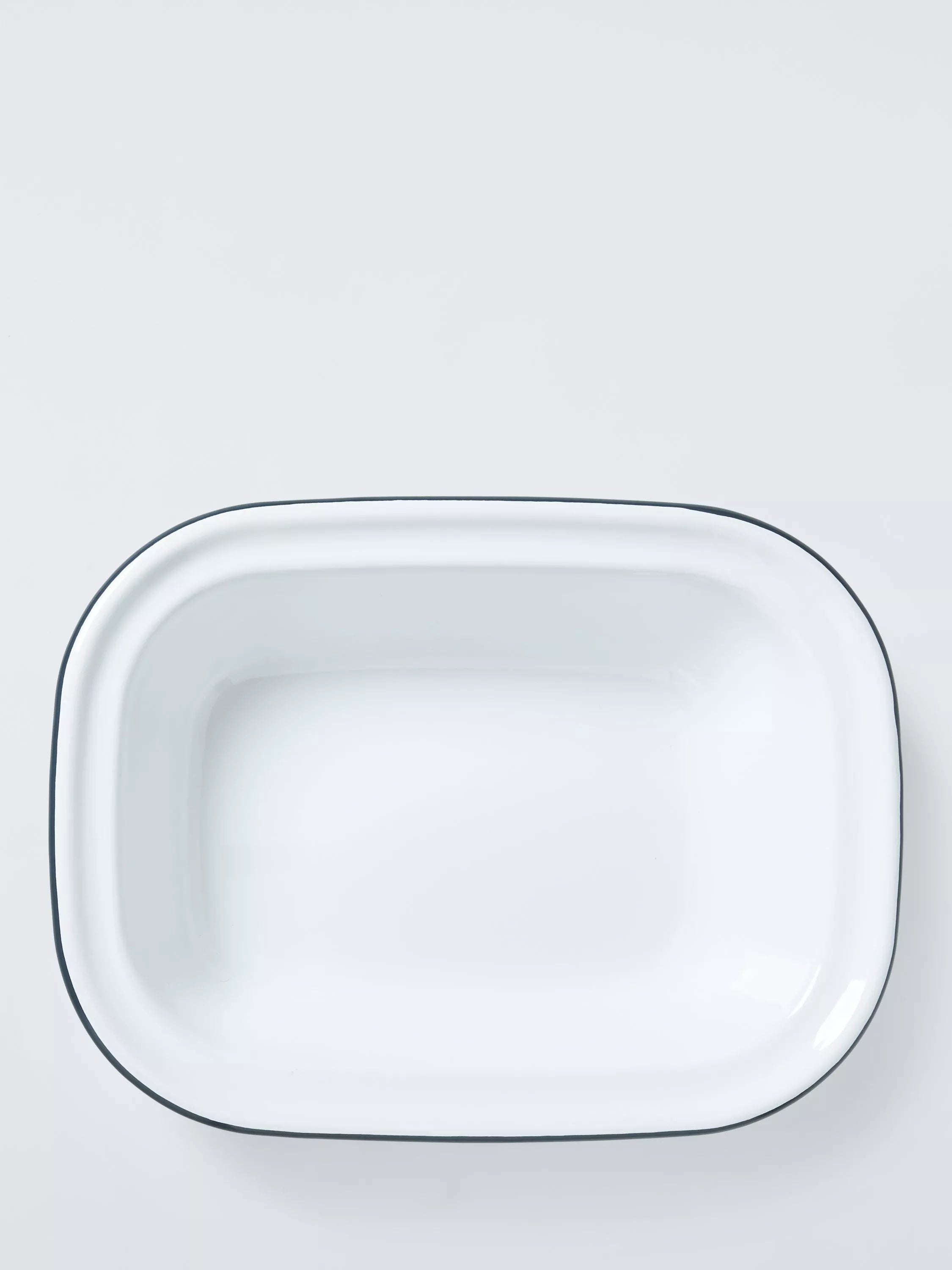 John Lewis enamel pie dish 26cm white blue, imported from the UK
