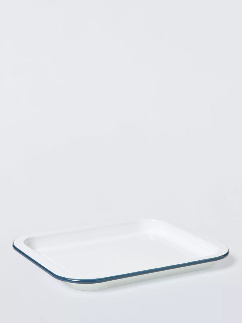 John Lewis enamel baking tray 28cm white blue - British product