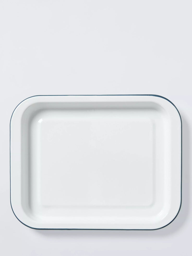 John Lewis enamel baking tray 28cm white blue - British product