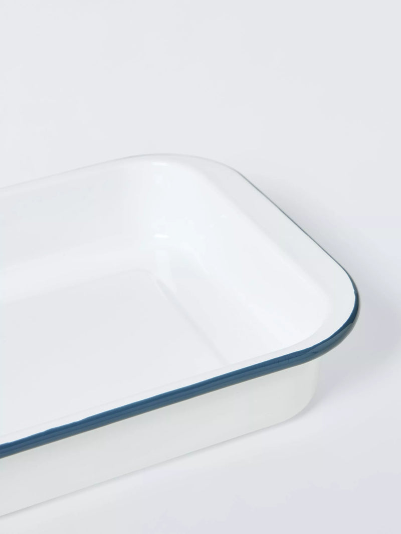 John Lewis enamel roaster 35cm white blue (British brand)