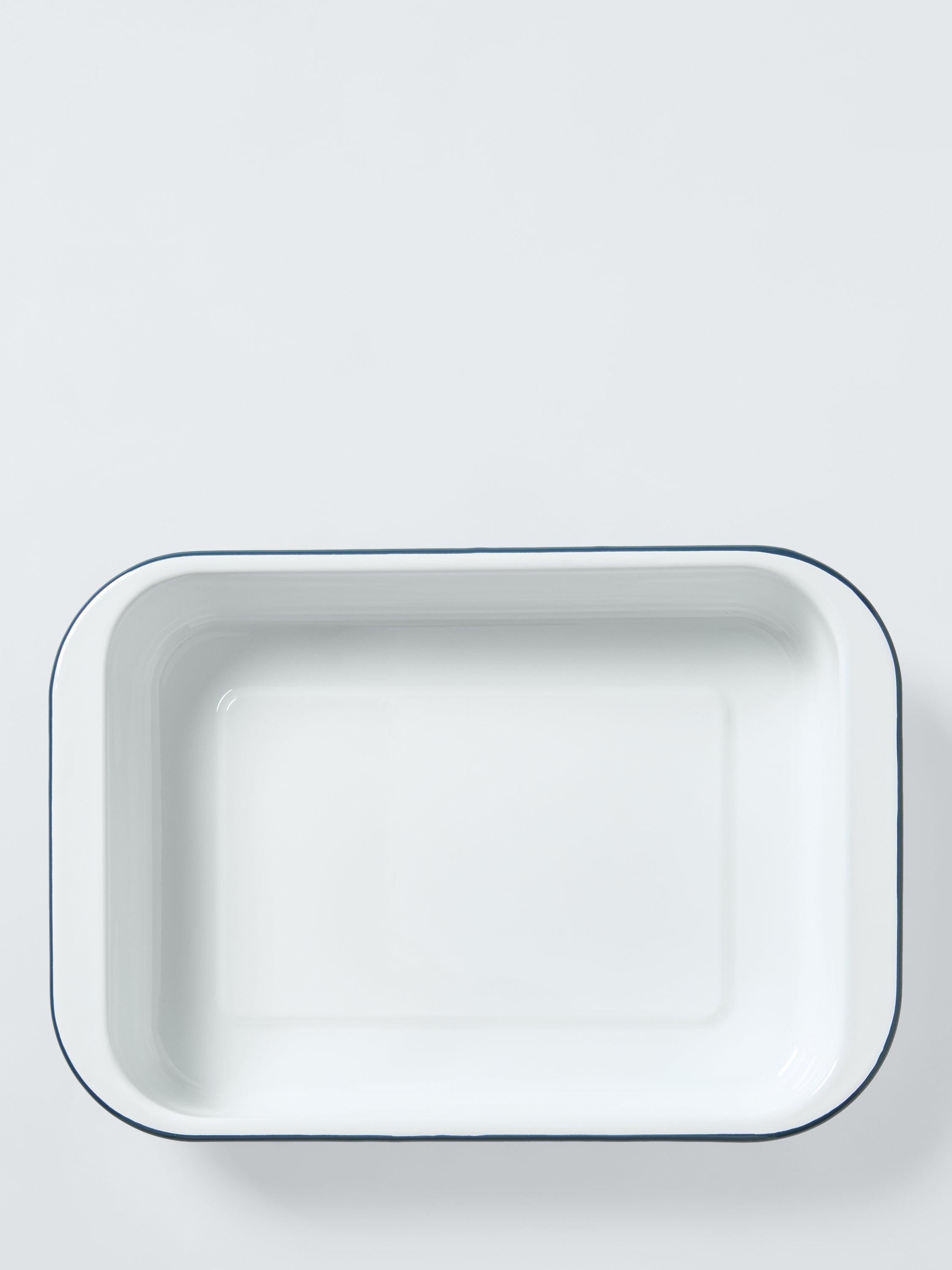 John Lewis enamel roaster 35cm white blue (British brand)