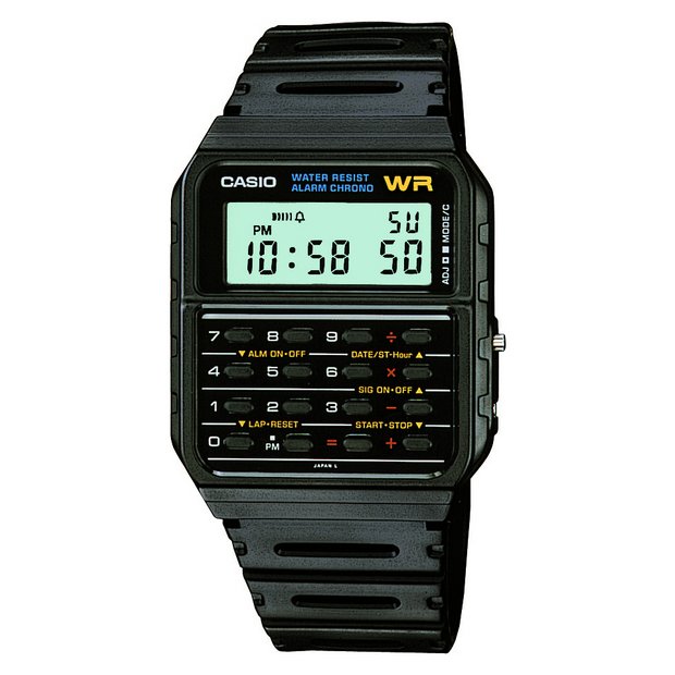 Casio black retro calculator watch, UK version