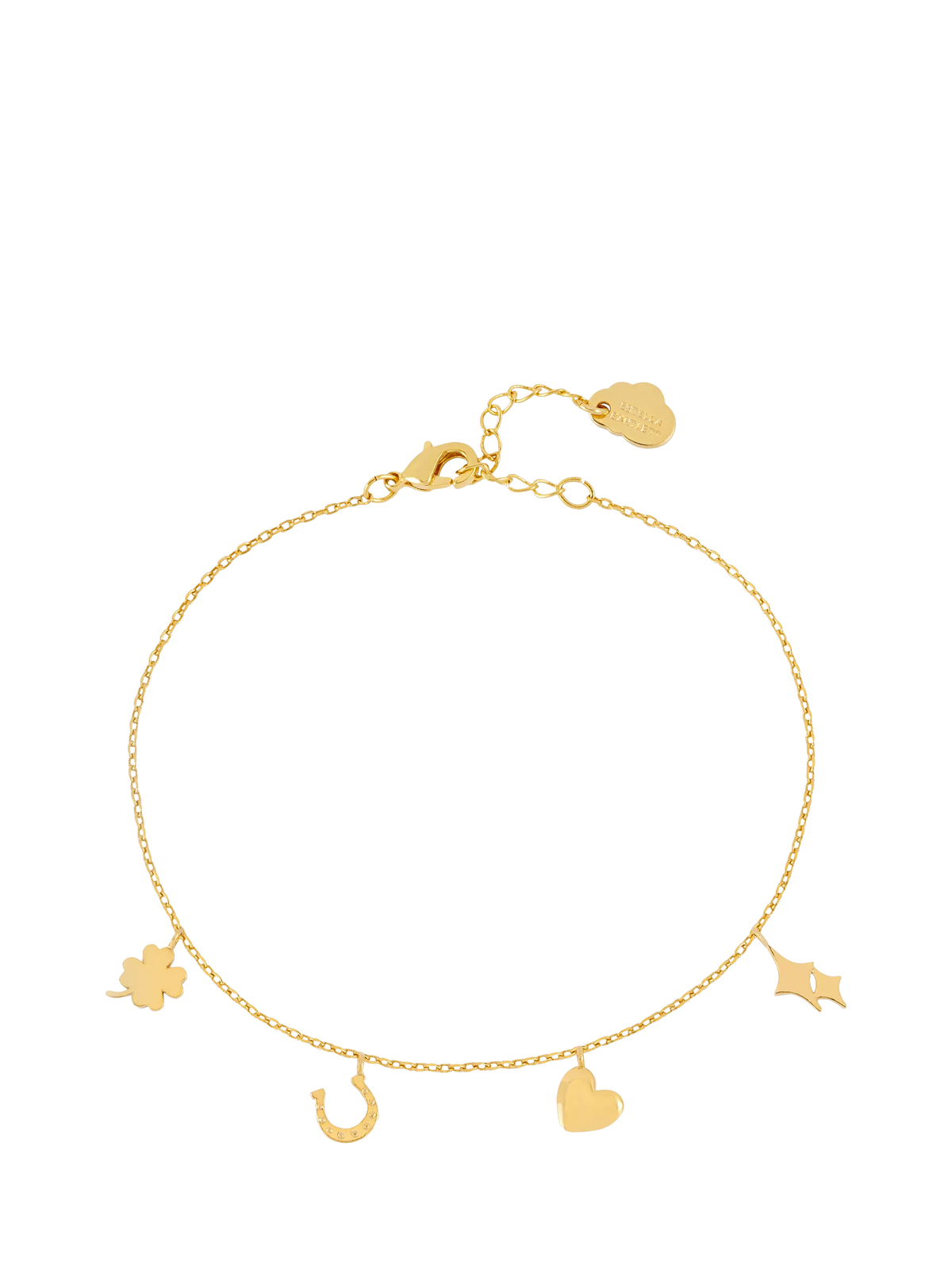 Estella Bartlett gold charm bracelet with lucky charms, imported from the UK