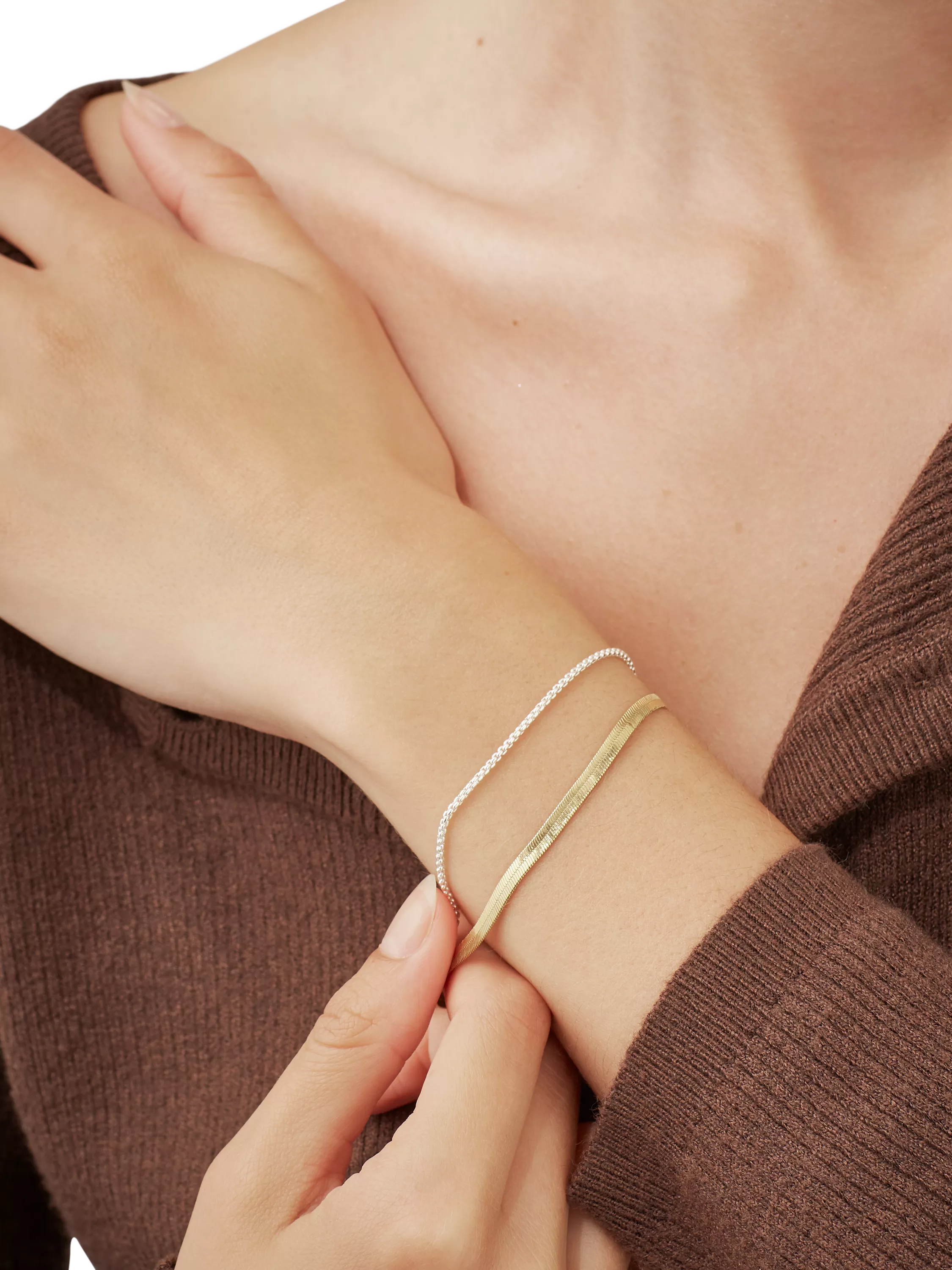 Estella Bartlett waterproof herringbone chain bracelet silver gold (British brand)