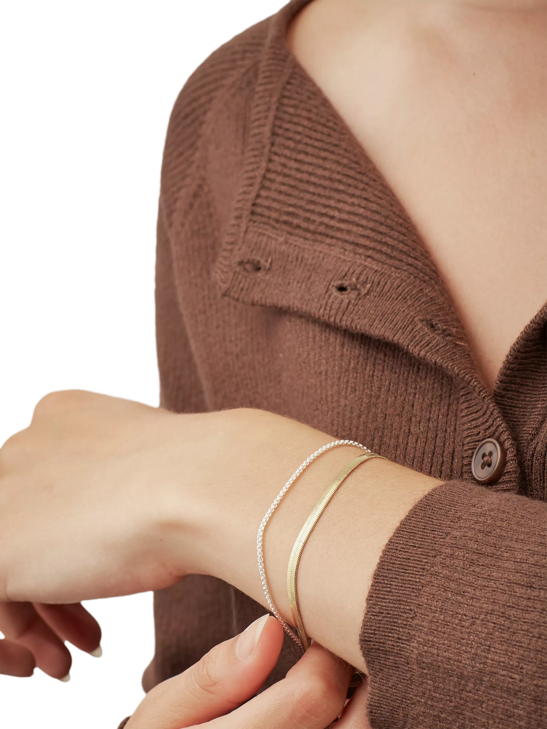 Estella Bartlett waterproof herringbone chain bracelet silver gold (British brand)