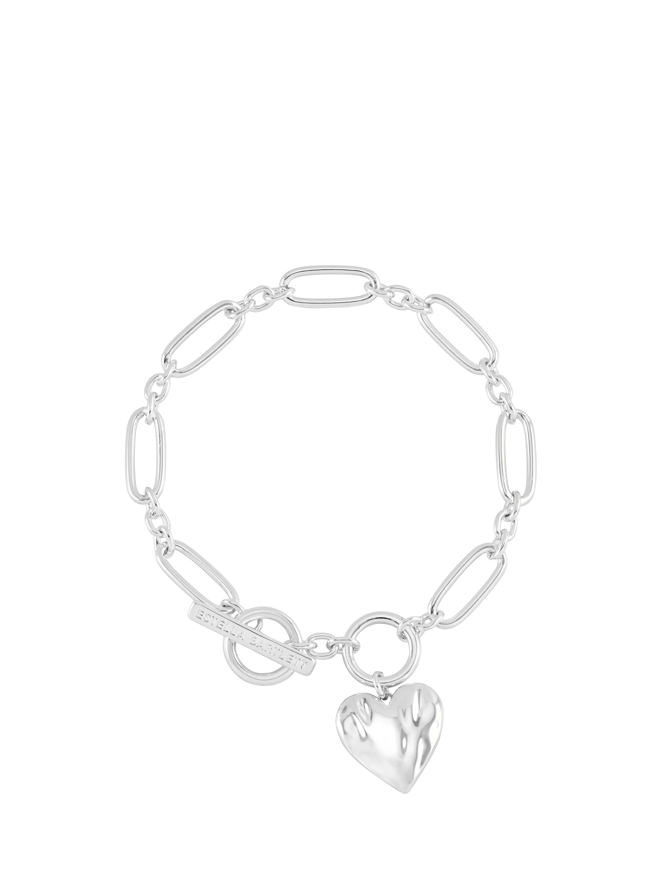 Estella Bartlett oversized waterproof heart bracelet in silver - British product