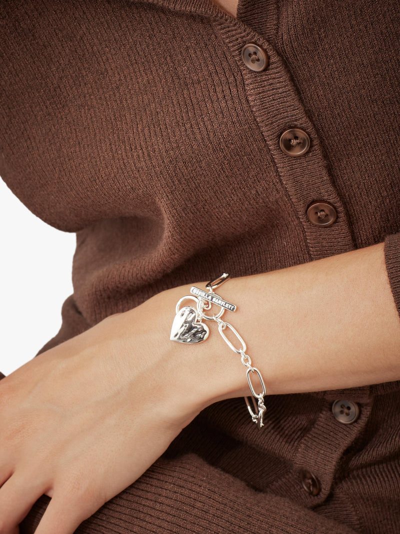 Estella Bartlett oversized waterproof heart bracelet in silver - British product