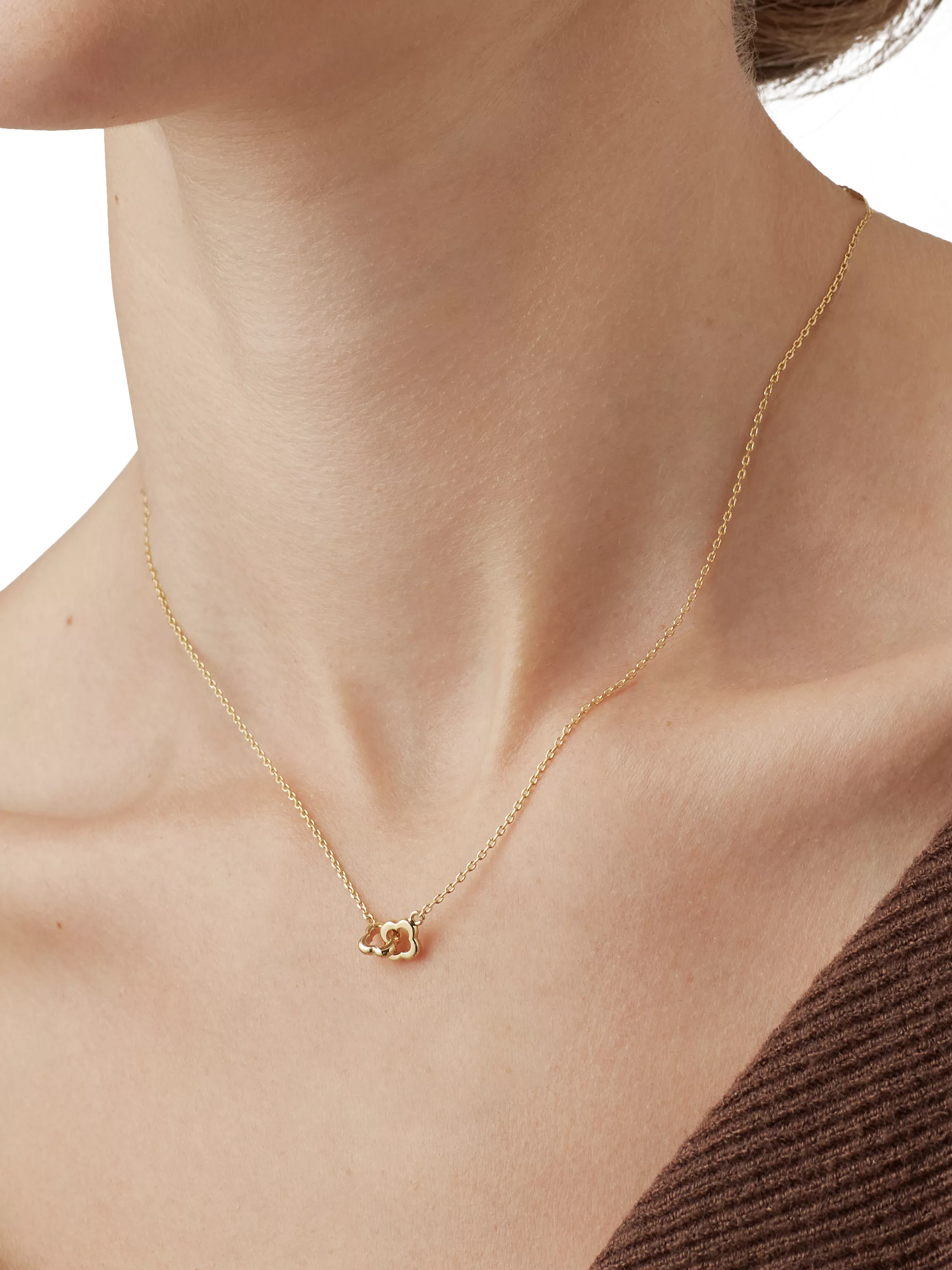 Estella Bartlett Double Linked Flower Necklace gold plated brass - British product