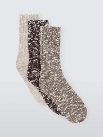 John Lewis John Lewis Melange Organic Cotton Rich Lounge Socks, Pack of 3- Buy online at McGrocer
