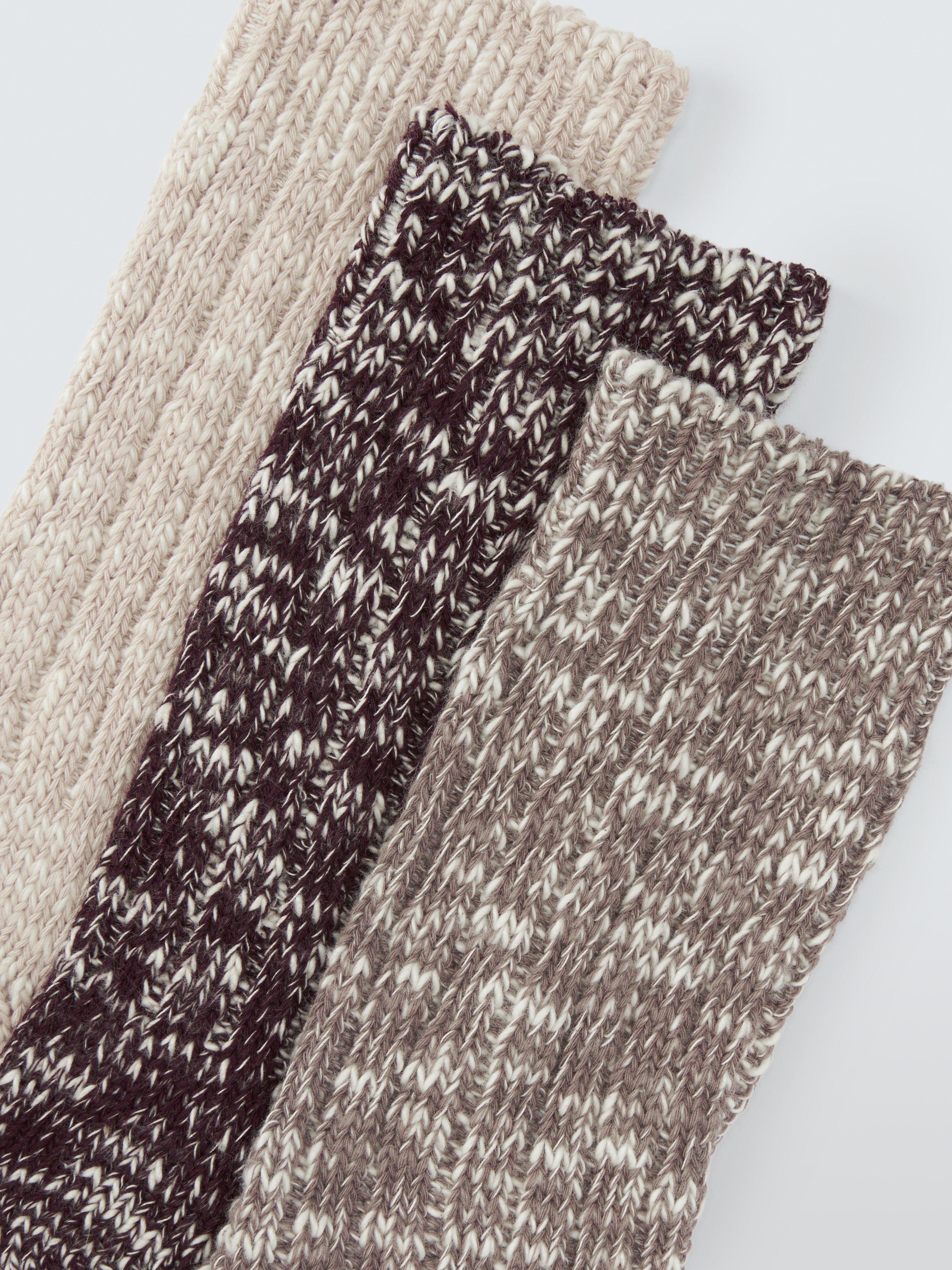 John Lewis lounge socks melange organic cotton rich pack of 3, imported from the UK