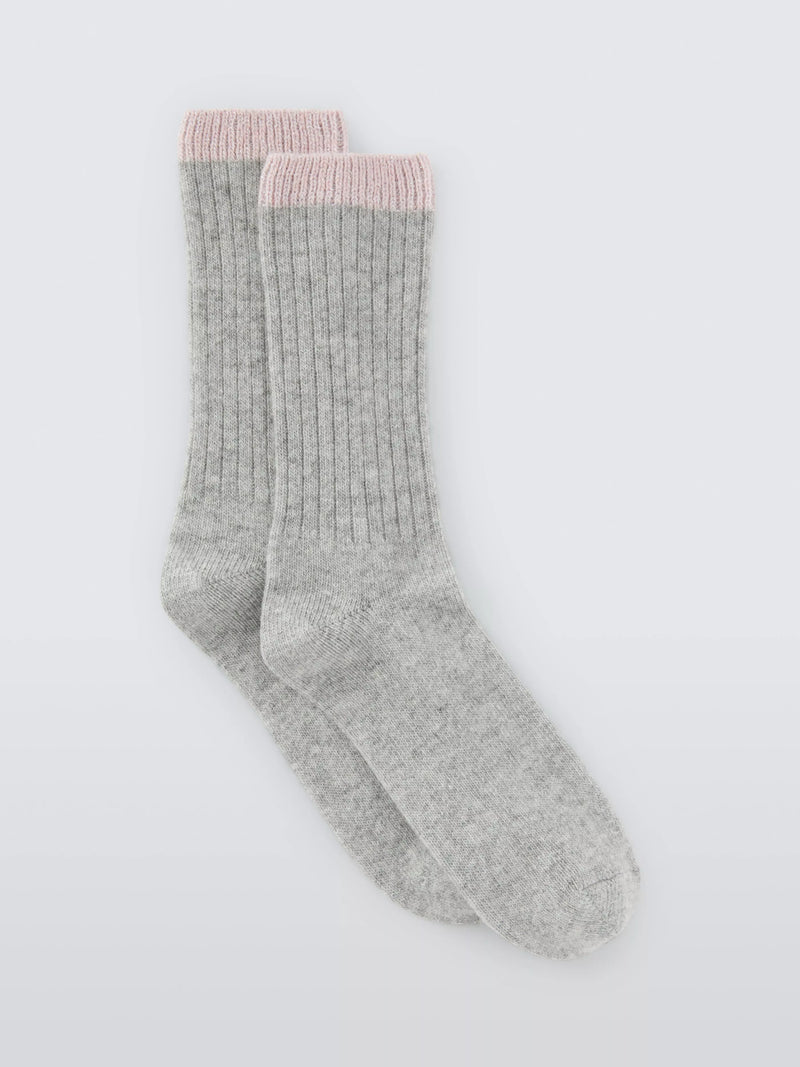 John Lewis Sparkle Tip Wool Blend Crew Socks