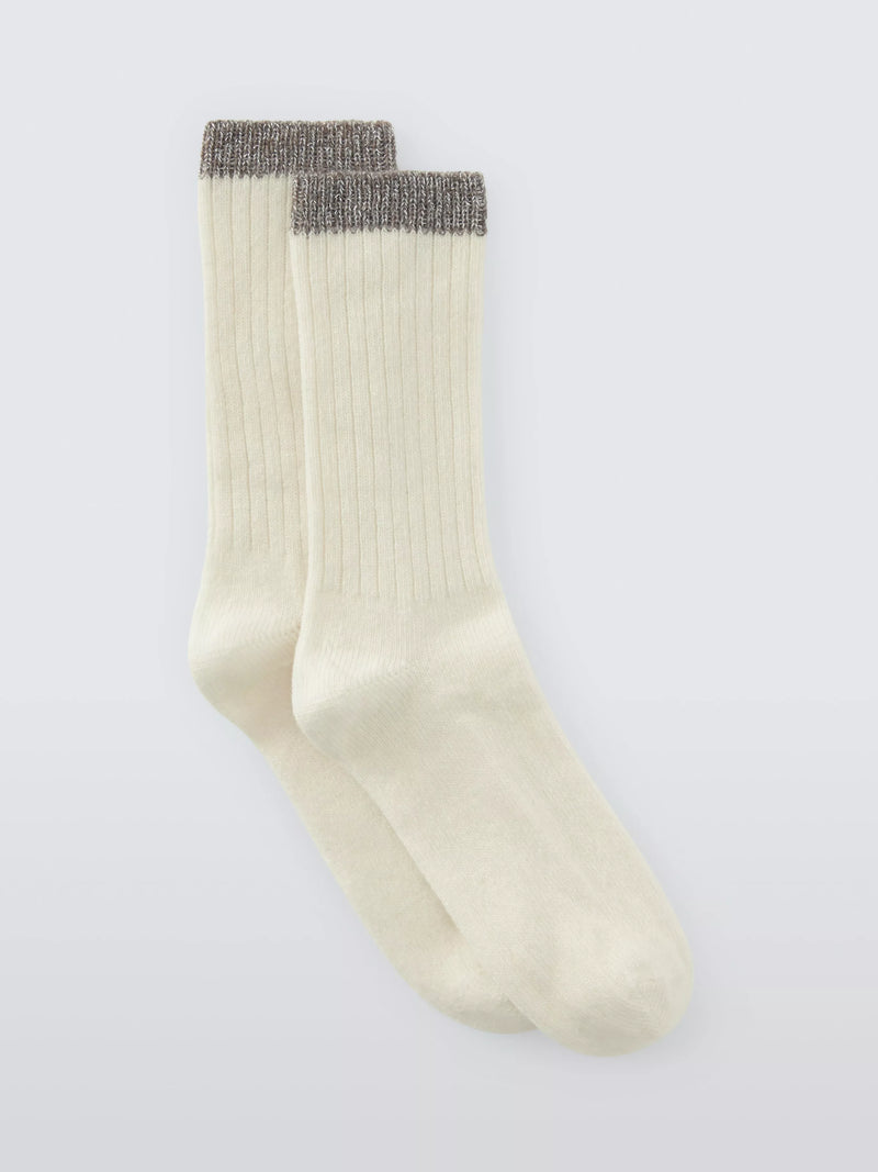 John Lewis Sparkle Tip Wool Blend Crew Socks