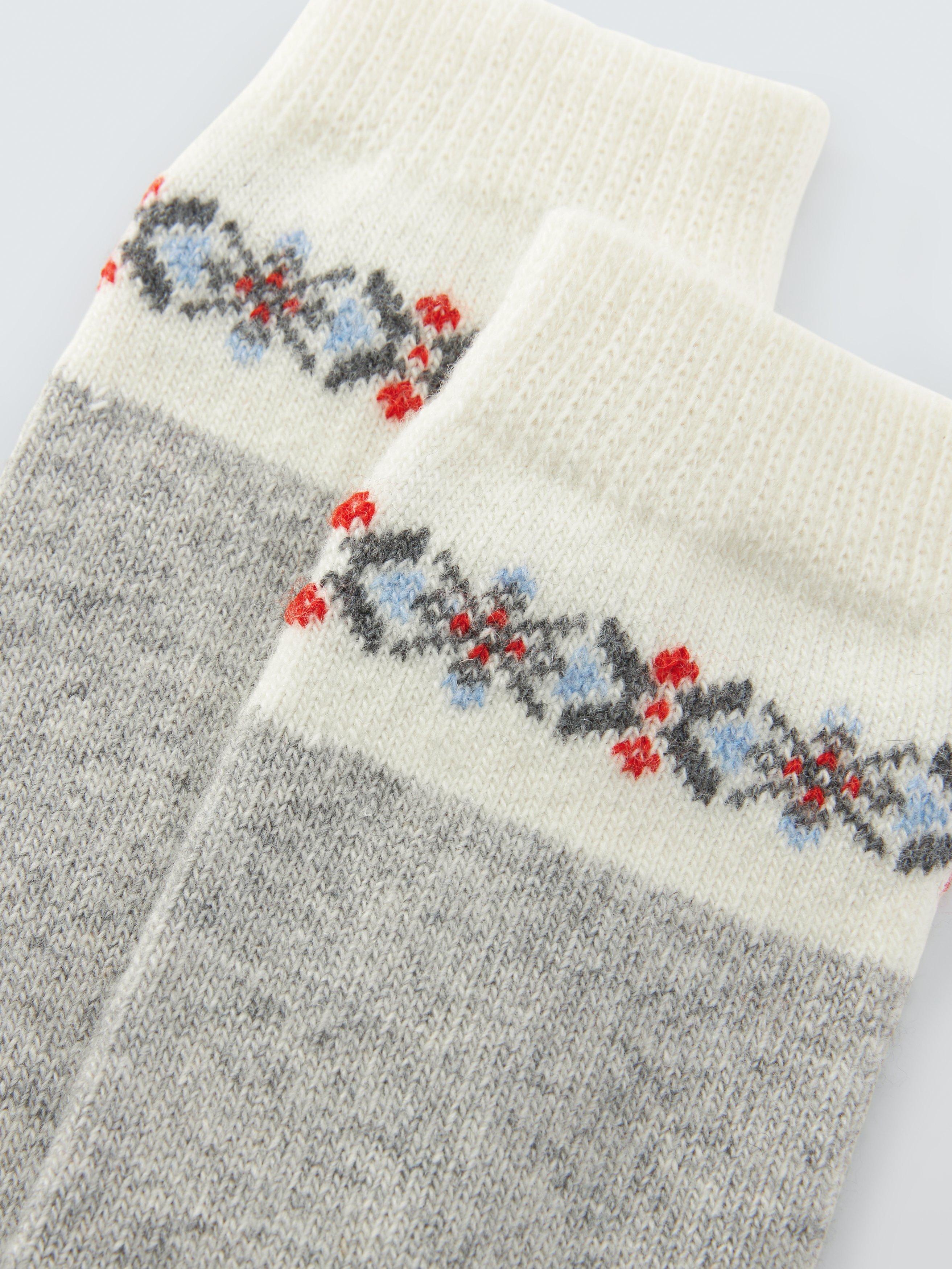 John Lewis Fair Isle crew socks wool blend cashmere - British product