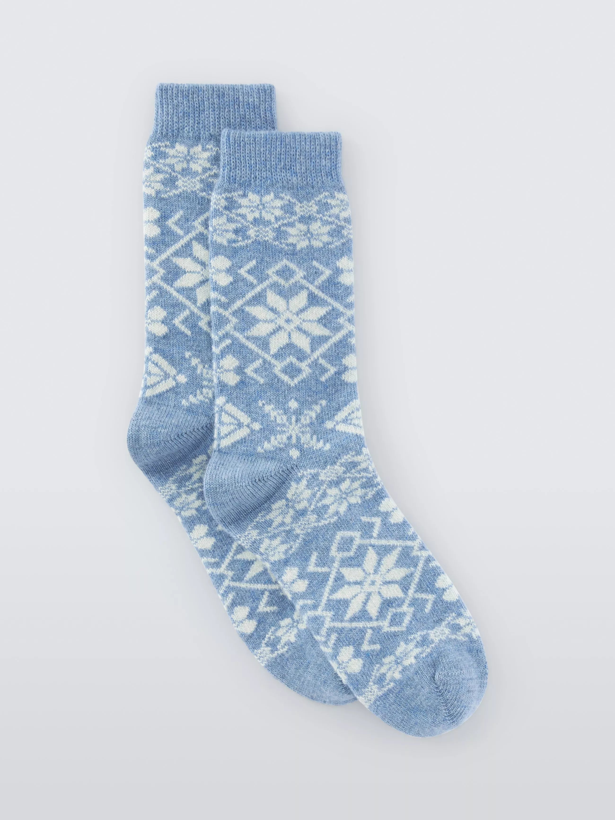 John Lewis Snowflake Wool Blend Crew Socks