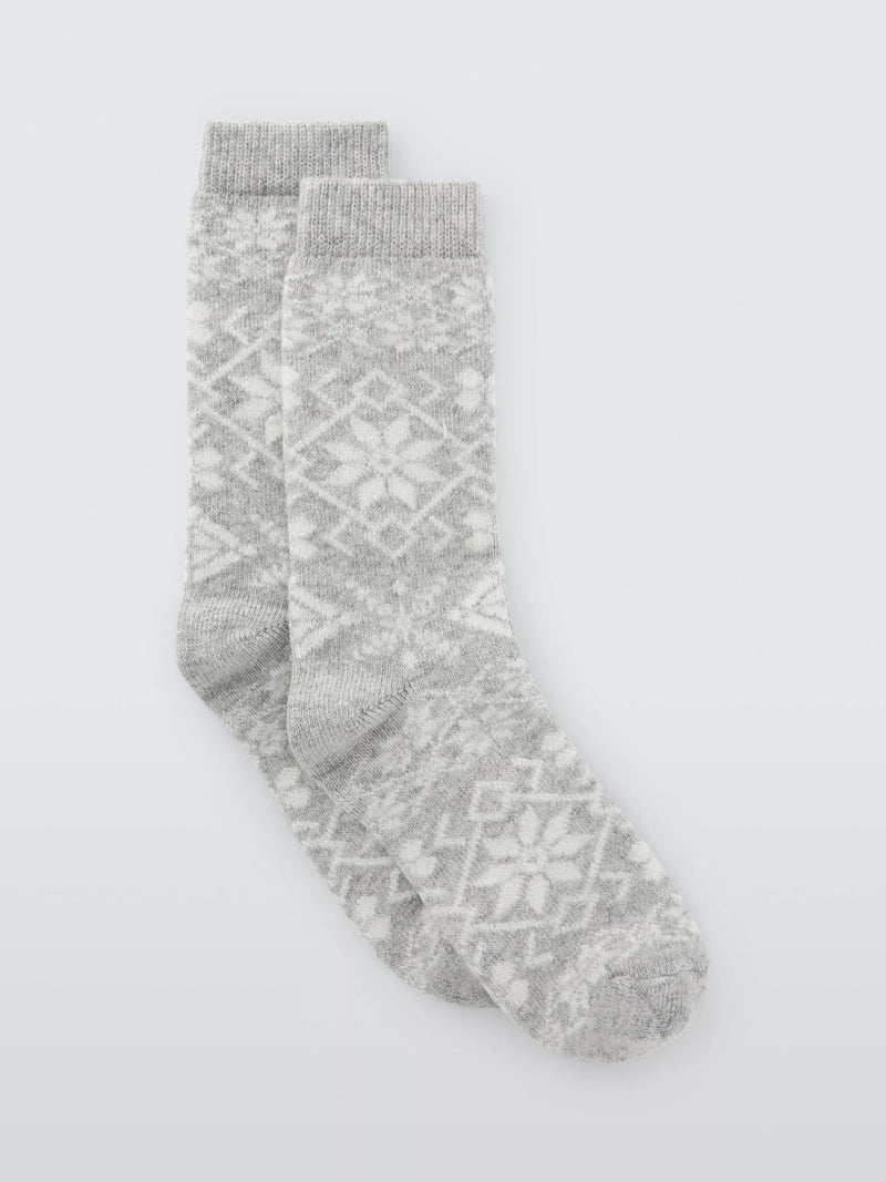 John Lewis snowflake wool blend crew socks, UK version