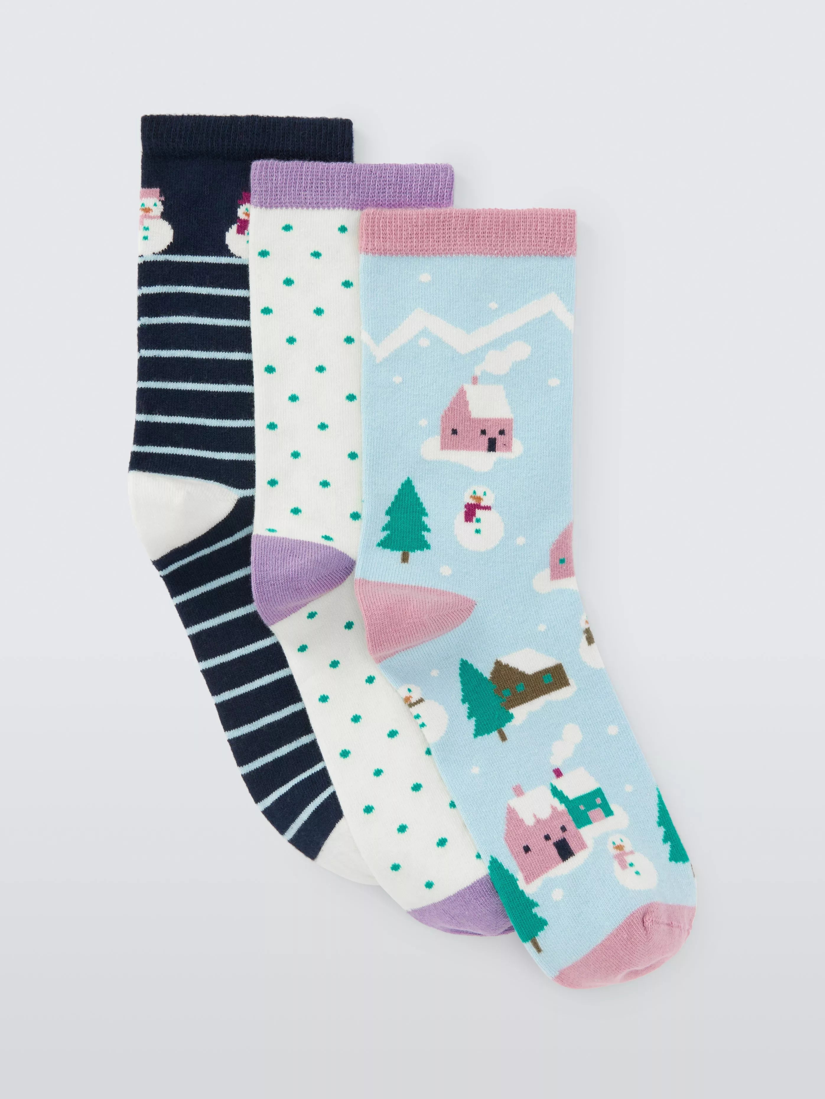 John Lewis Christmas ankle socks pack of 3 in blue - British product