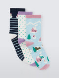 John Lewis Christmas ankle socks pack of 3 in blue - British product