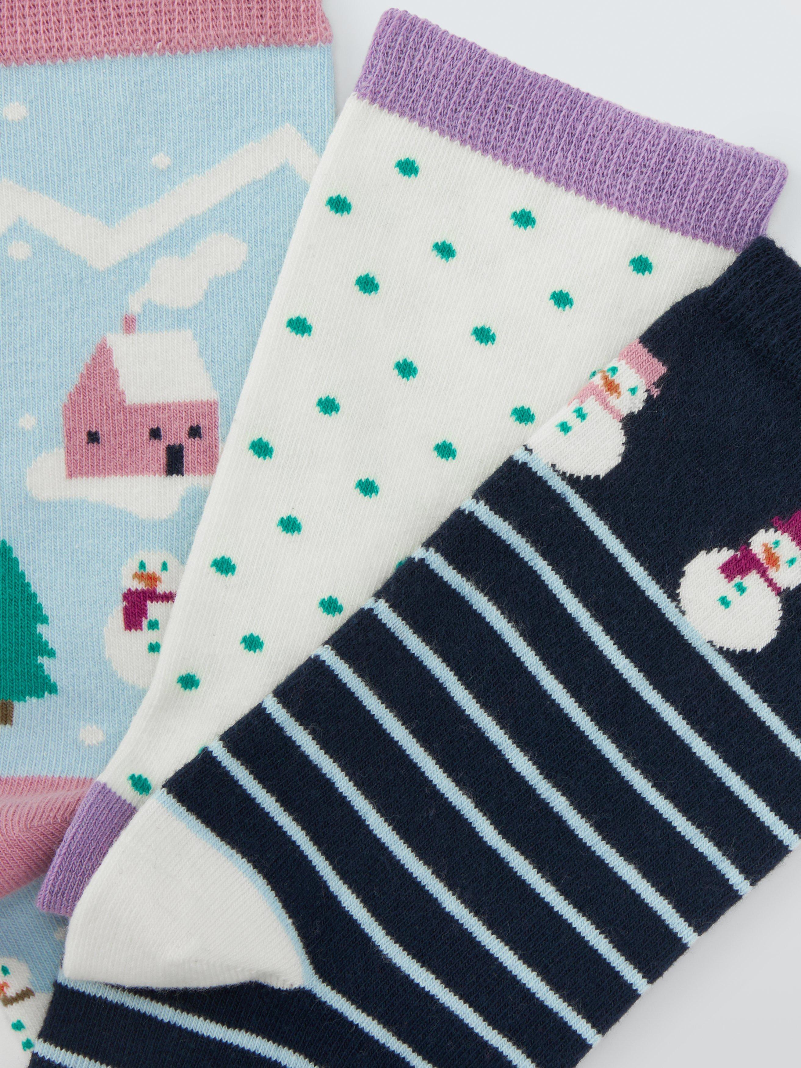 John Lewis Christmas ankle socks pack of 3 in blue - British product