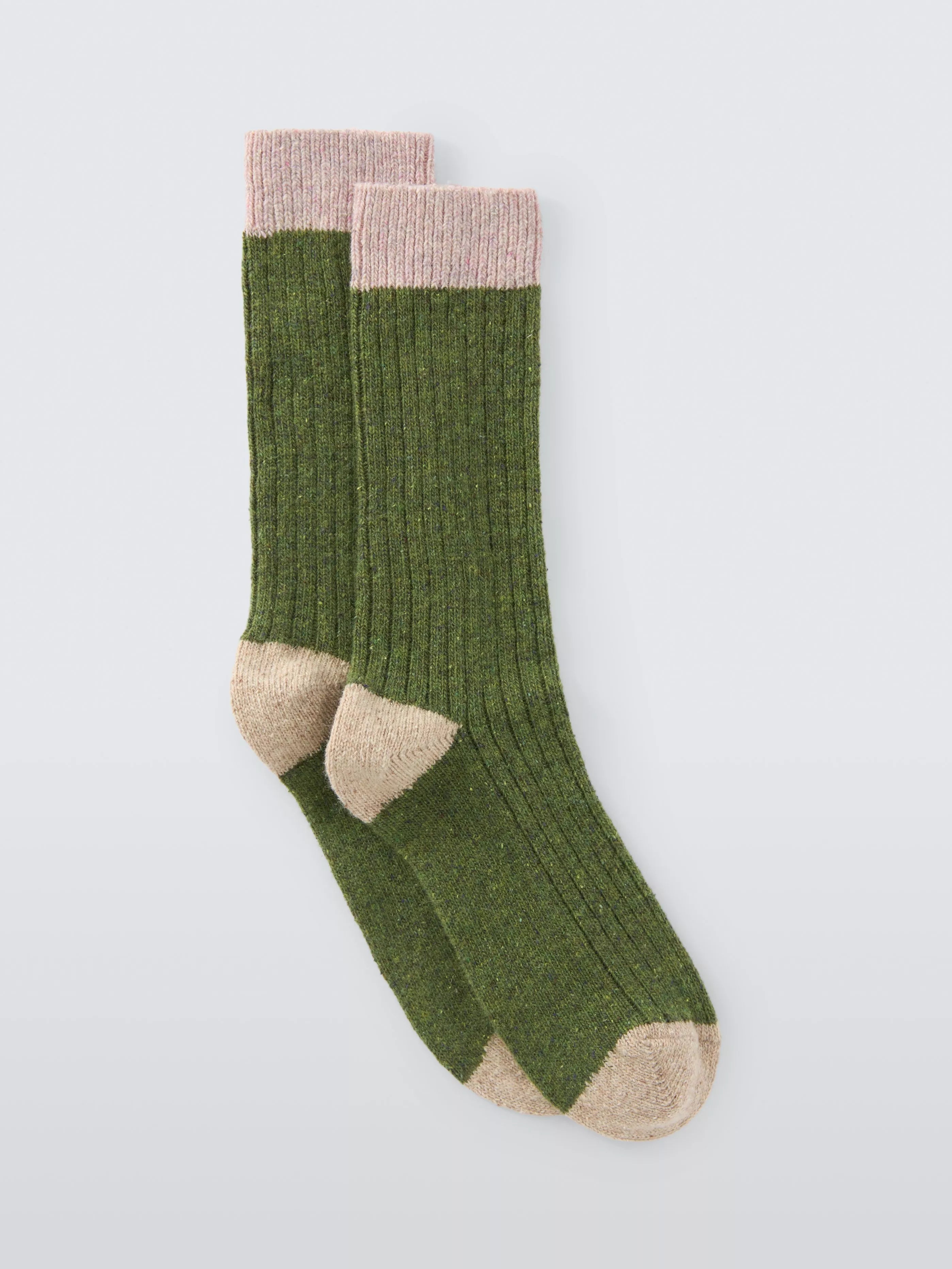 John Lewis Rib Wool Silk Blend Ankle Socks