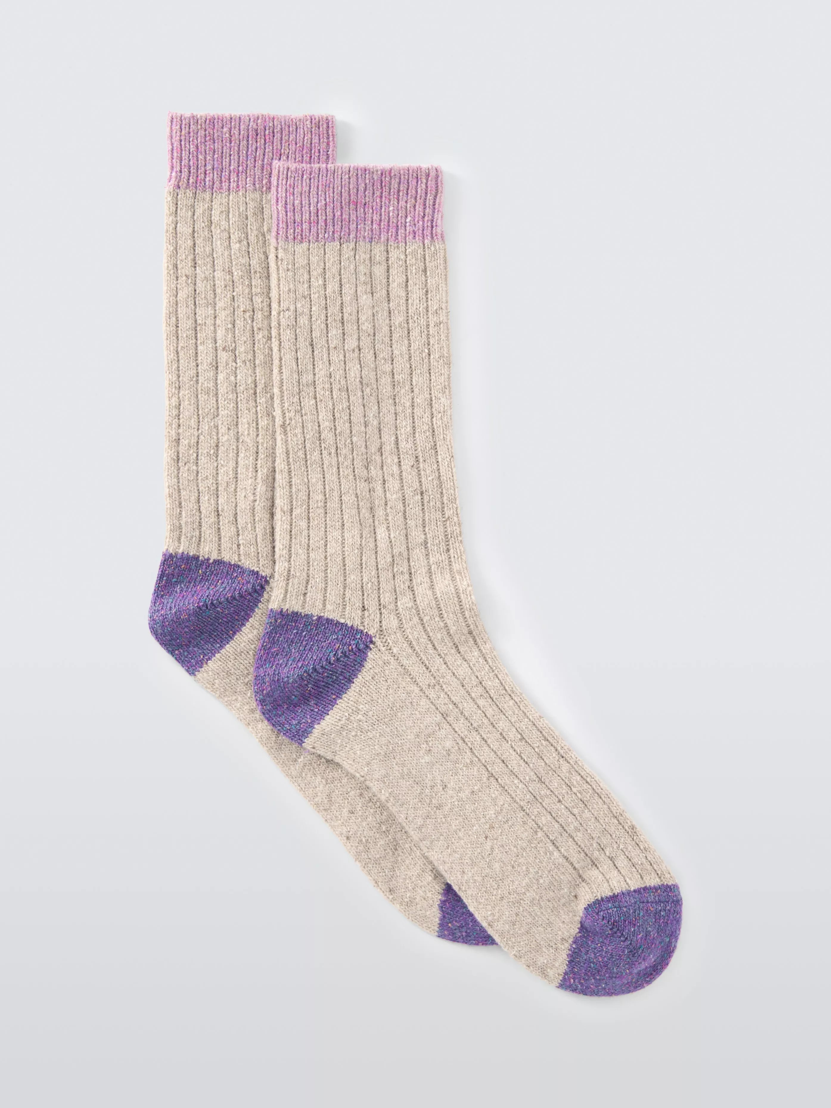 John Lewis Rib Wool Silk Blend Ankle Socks