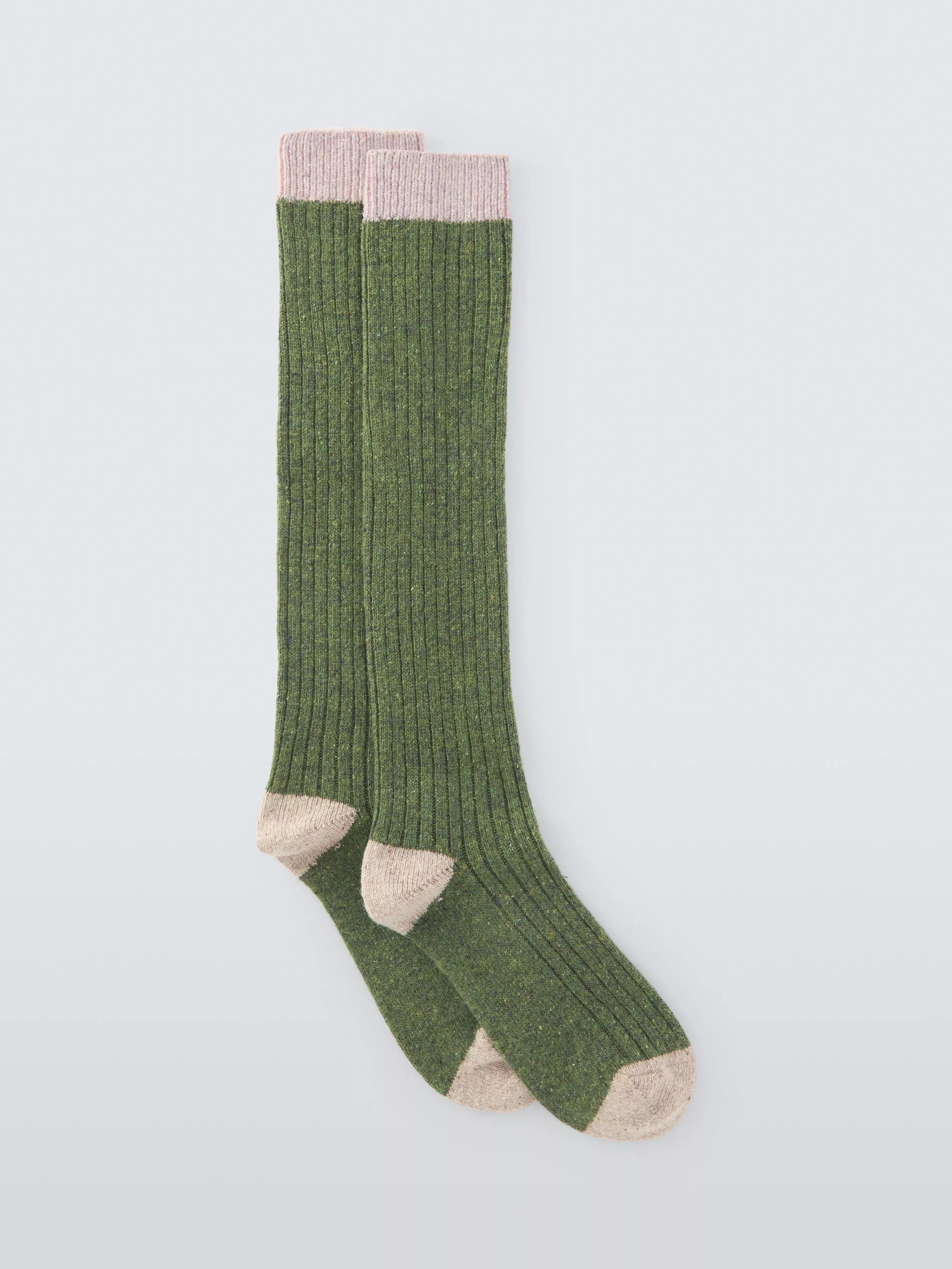 John Lewis Rib Wool Silk Blend Knee High Socks