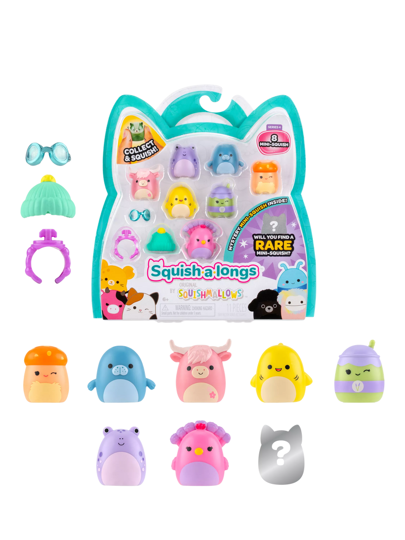 Squishmallows Squish-a-longs mini squish 8-pack, imported from the UK
