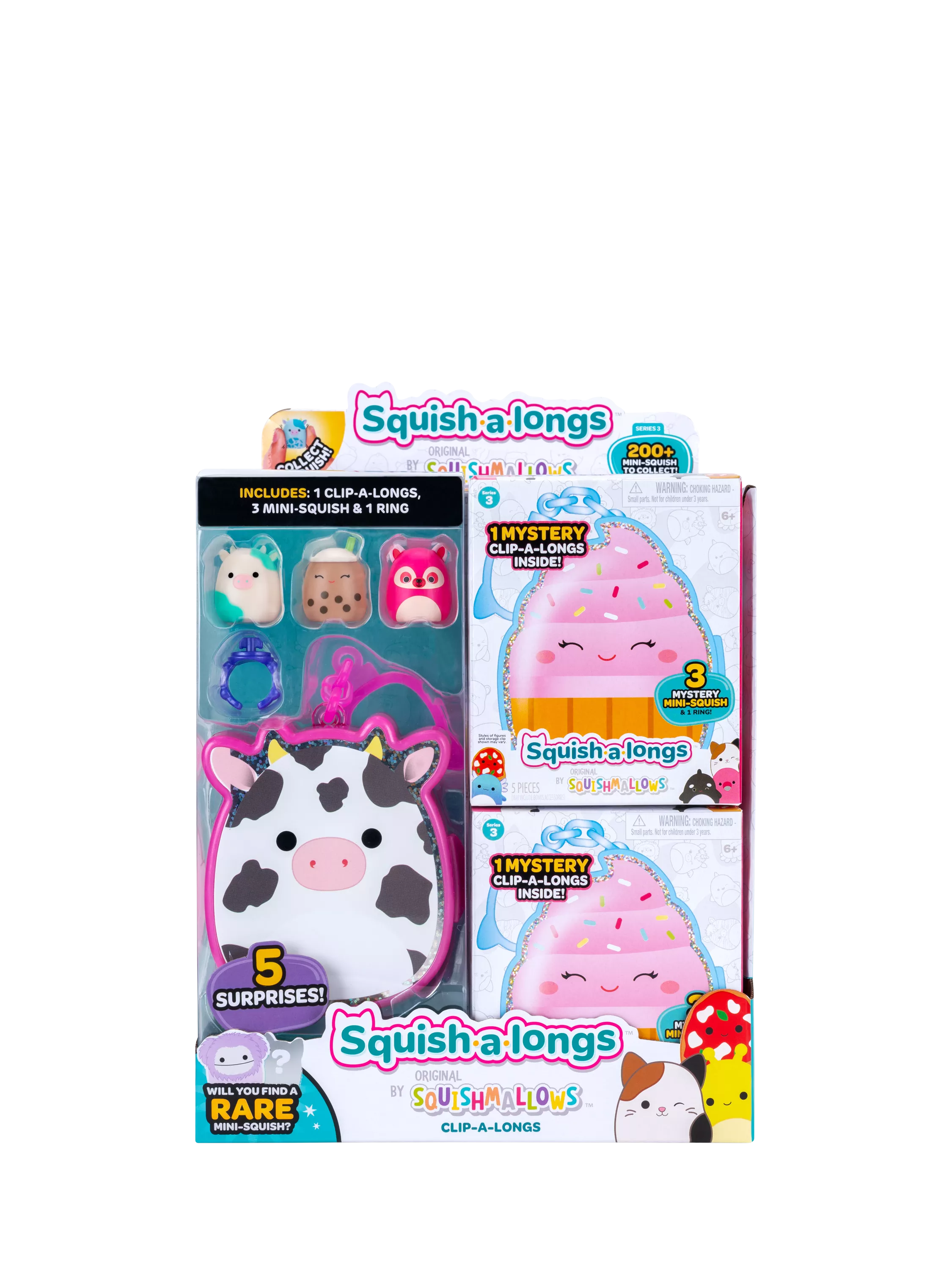 Squishmallows Squish-a-longs Clip-a-longs toy set, UK version