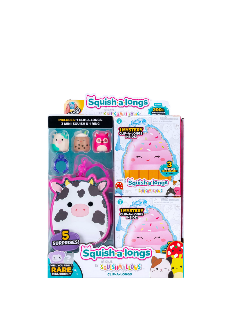 Squishmallows Squish-a-longs Clip-a-longs toy set, UK version