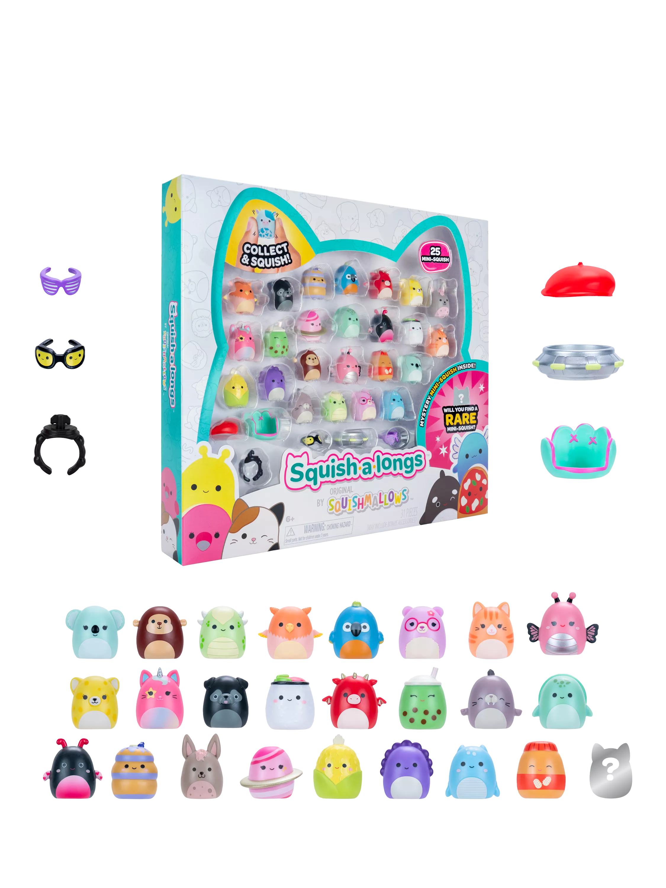 Squishmallows Squish-a-longs Mini-Squish toy pack of 25, UK version