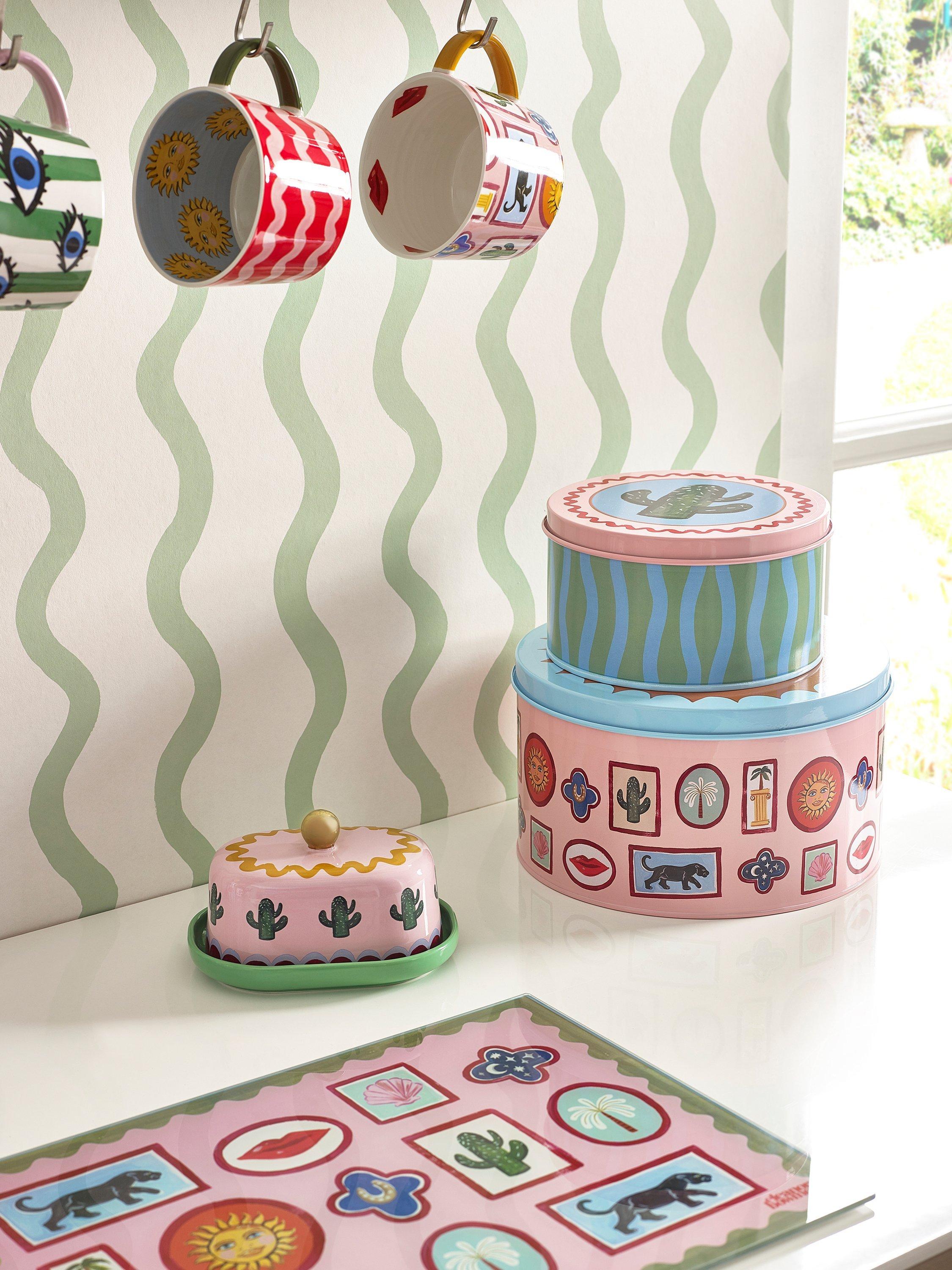 Eleanor Bowmer Electric Coast stoneware butter dish in Multi design - British product