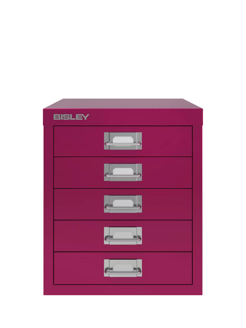 Bisley MultiDrawer 5 Drawer A4 Filing Cabinet, Berry