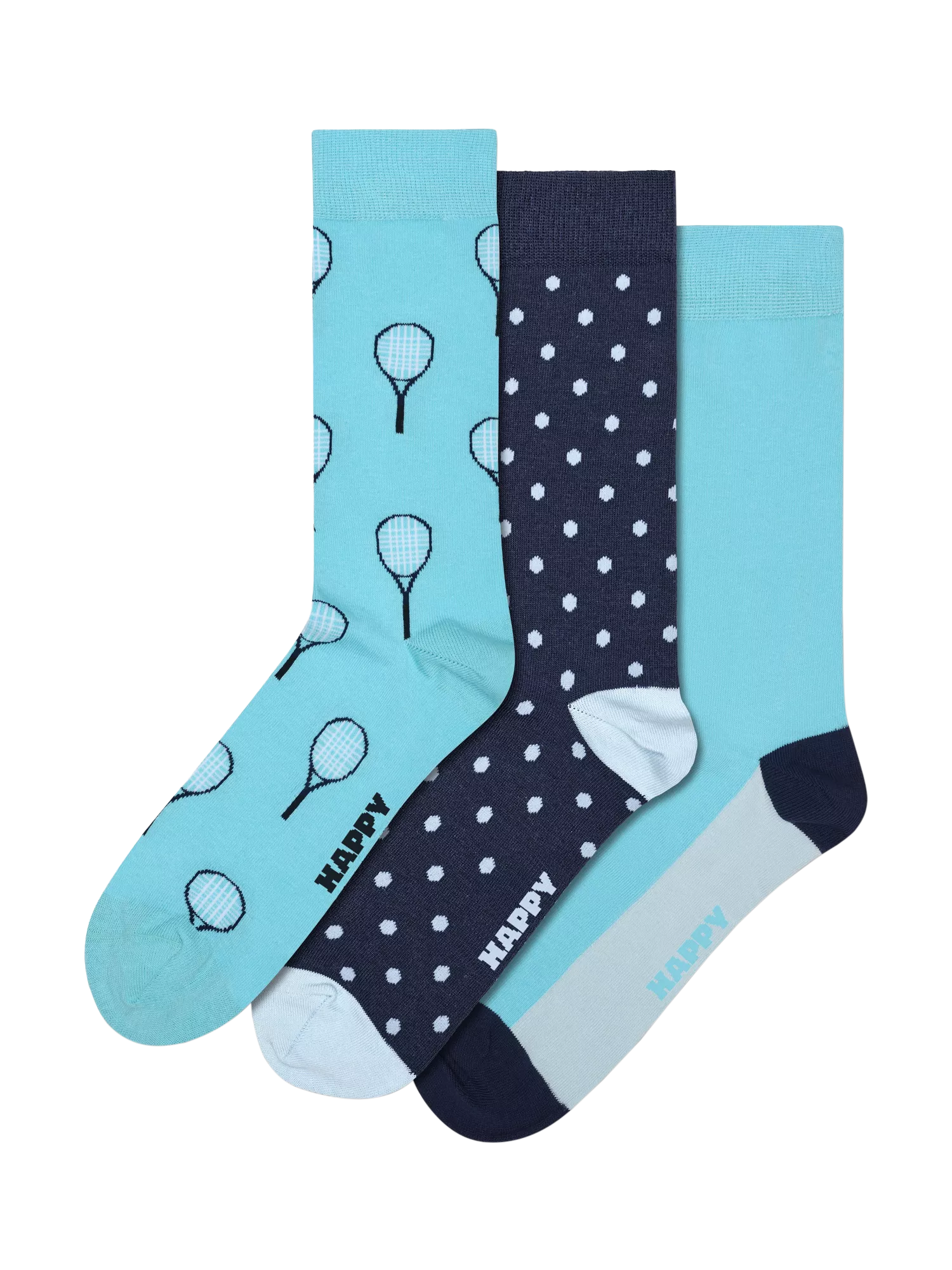 Happy Socks Lite Tennis Socks pack of 3 turquoise - British product