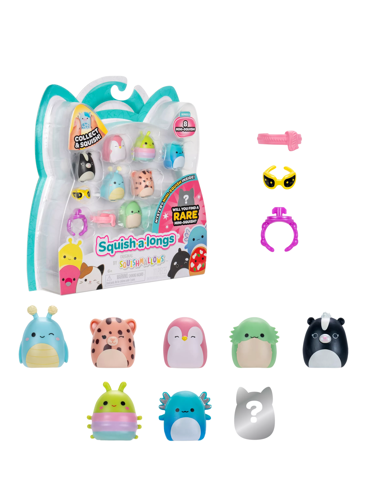 Squishmallows Squish-a-longs Mini-Squish 8-pack collectible toys, UK version