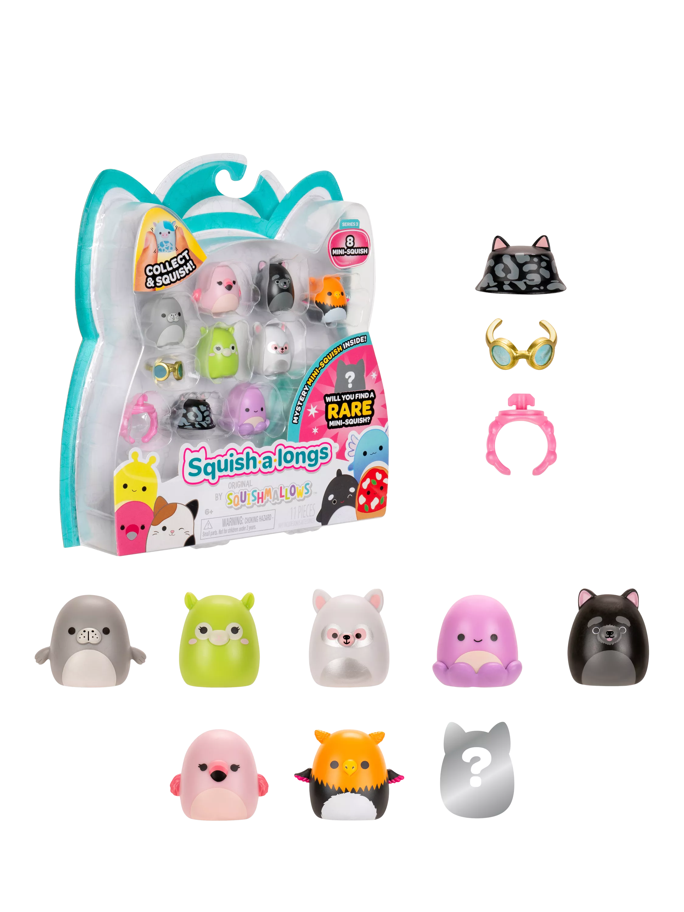 Squishmallows Squish-a-longs Mini-Squish pack of 8 with accessories - UK version
