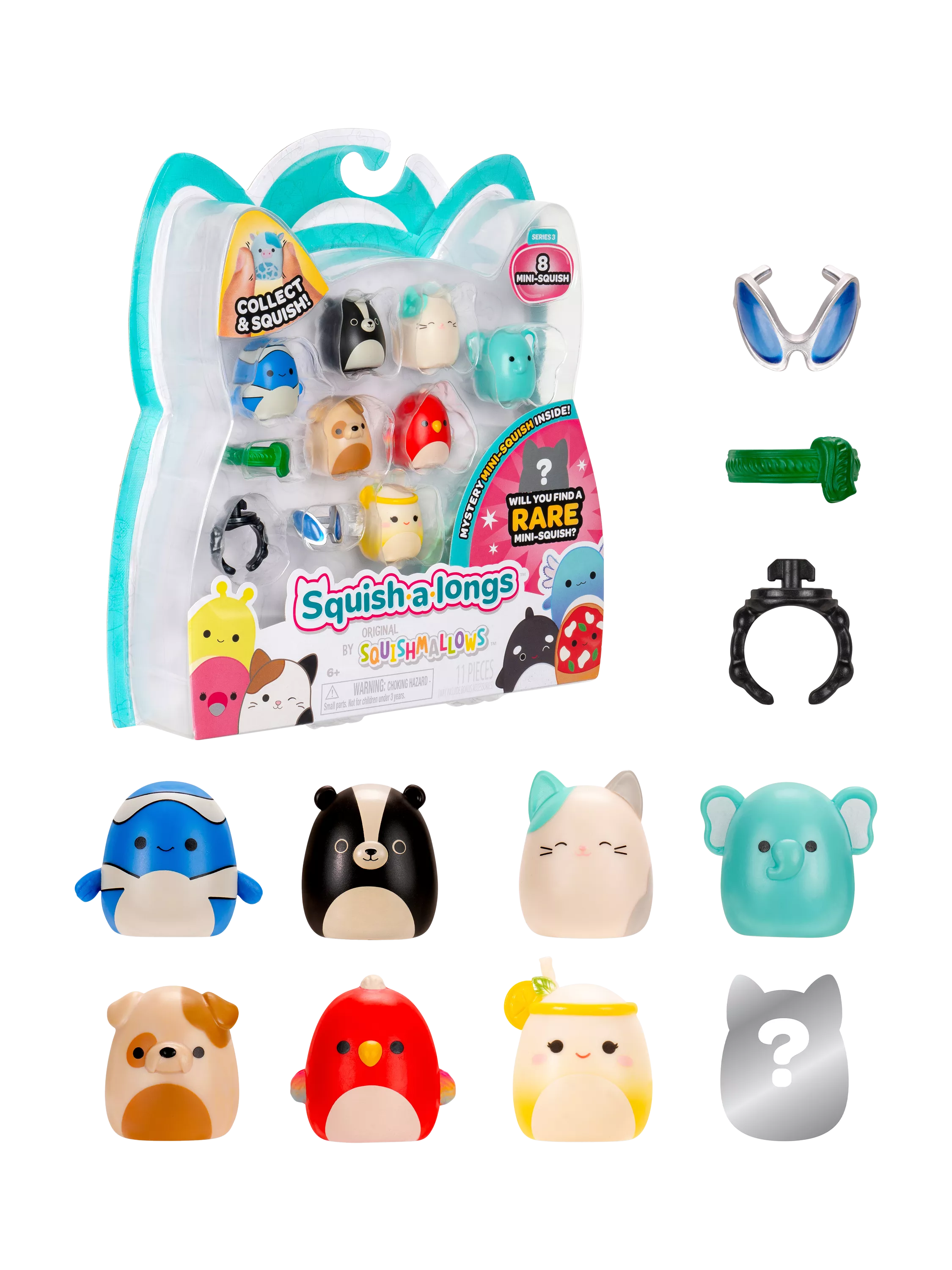 Squishmallows Squish-a-longs Mini-Squish 8 pack, imported from the UK