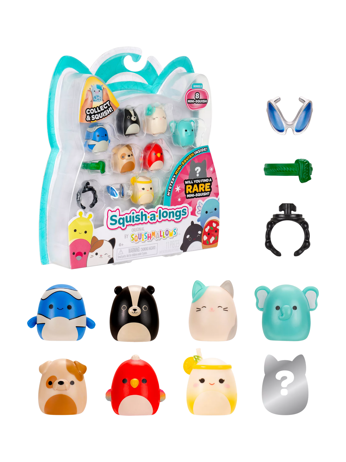 Squishmallows Squish-a-longs Mini-Squish 8 pack, imported from the UK