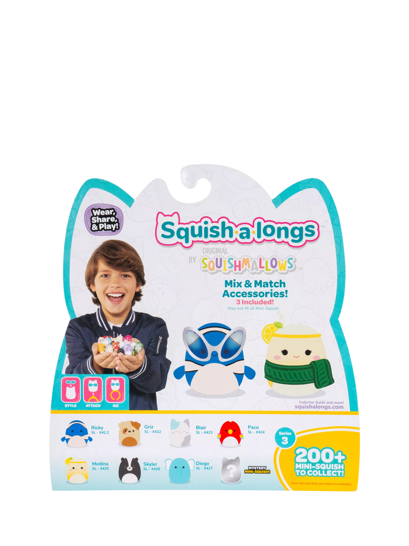 Squishmallows Squish-a-longs Mini-Squish 8 pack, imported from the UK