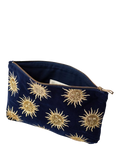 Elizabeth Scarlett Sun Goddess velvet pouch in navy - British product