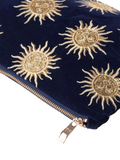 Elizabeth Scarlett Sun Goddess velvet pouch in navy - British product