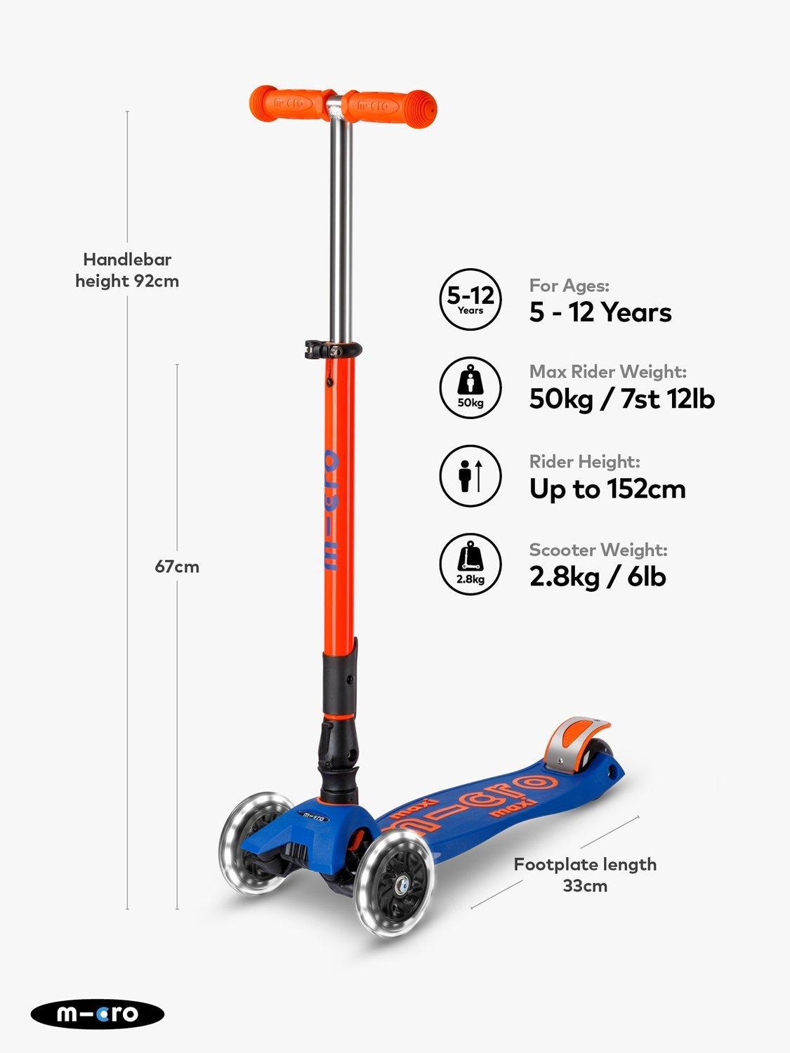 Micro Scooters Maxi Deluxe Neon foldable LED scooter - British product