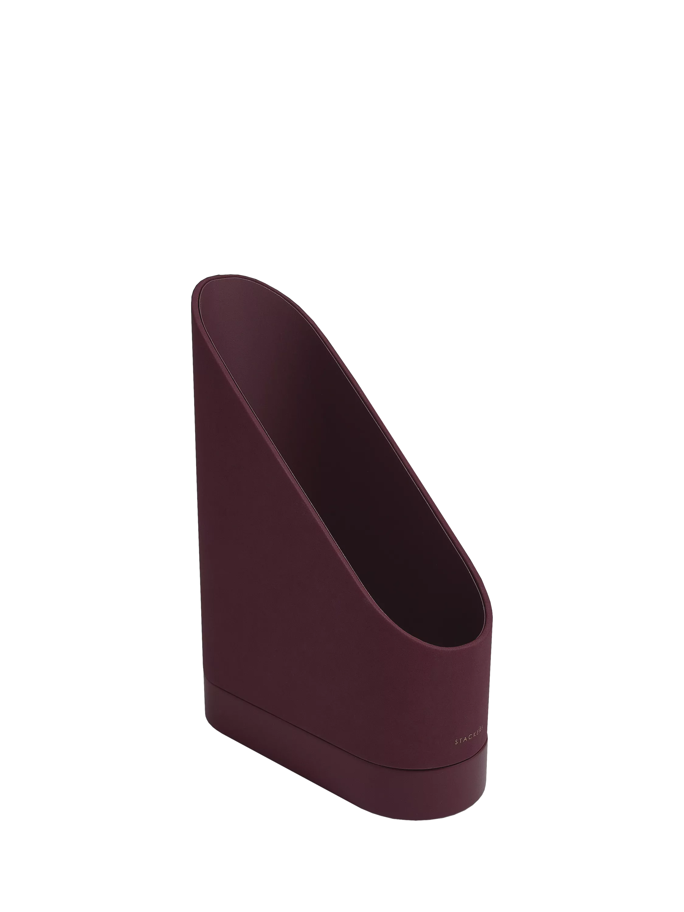 Stackers Magazine Rack garnet faux leather, imported from the UK