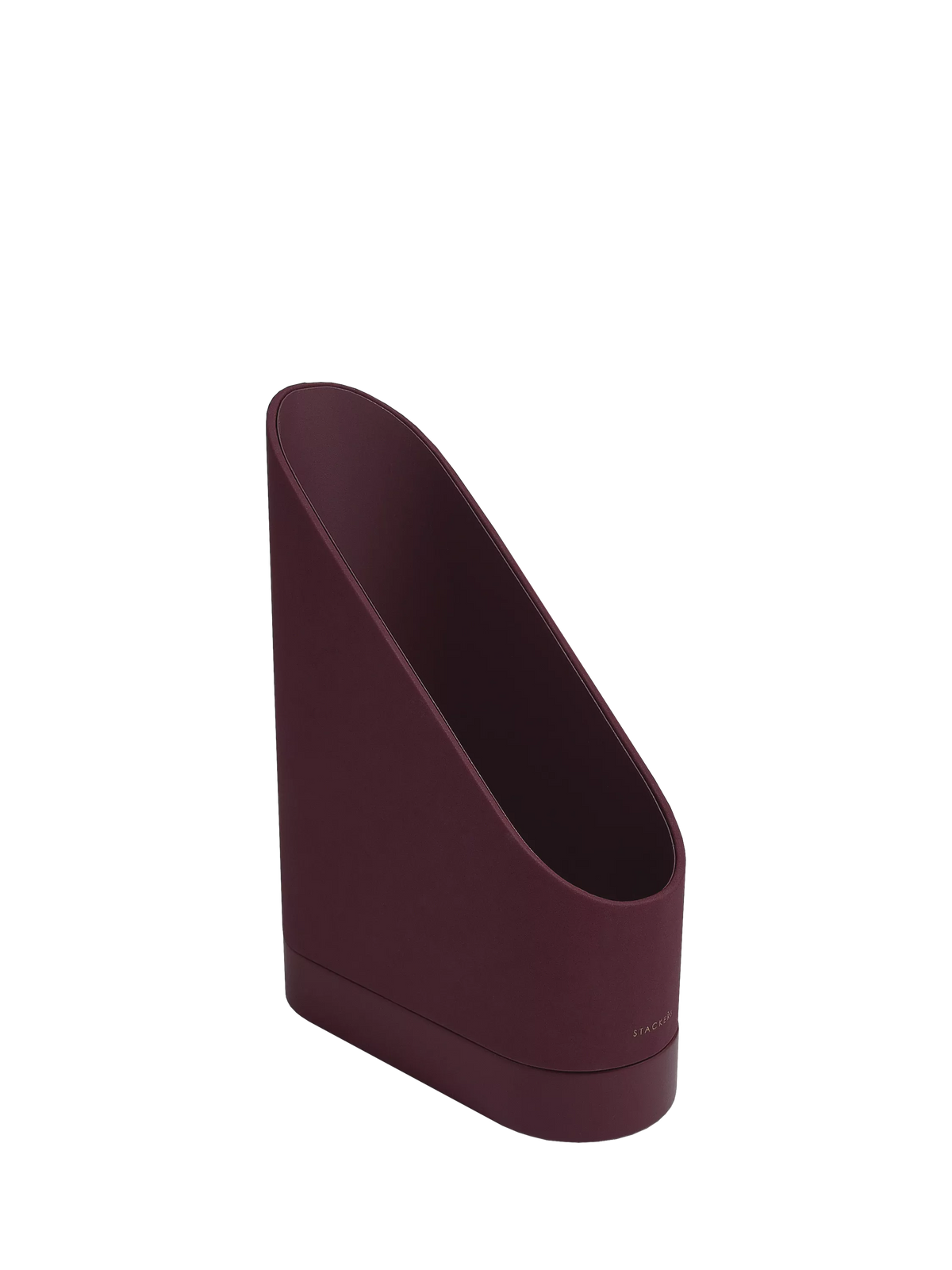 Stackers Magazine Rack garnet faux leather, imported from the UK
