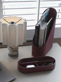 Stackers Magazine Rack garnet faux leather, imported from the UK